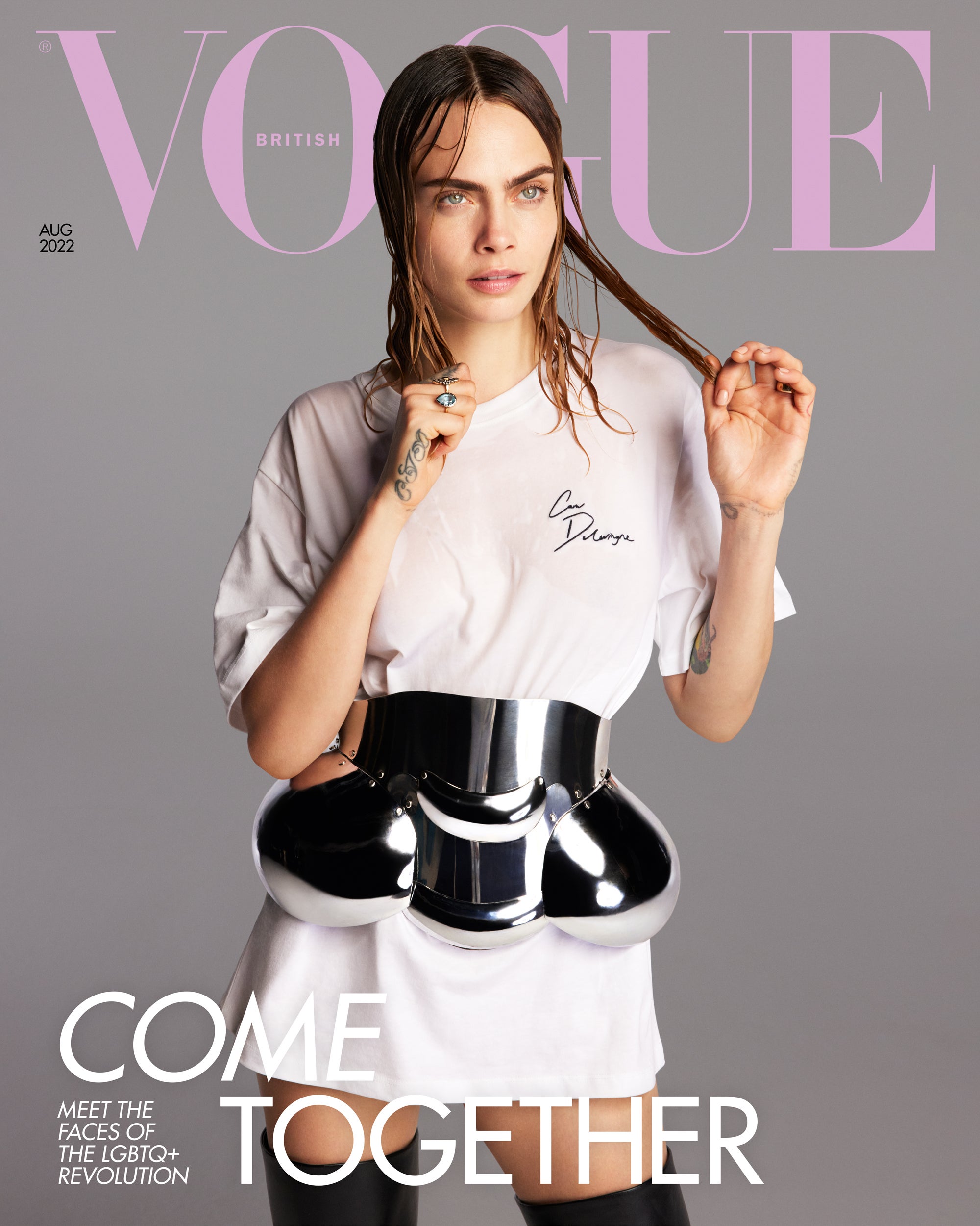 Cara Delevingne on the cover of British Vogue’s August 2022 issue