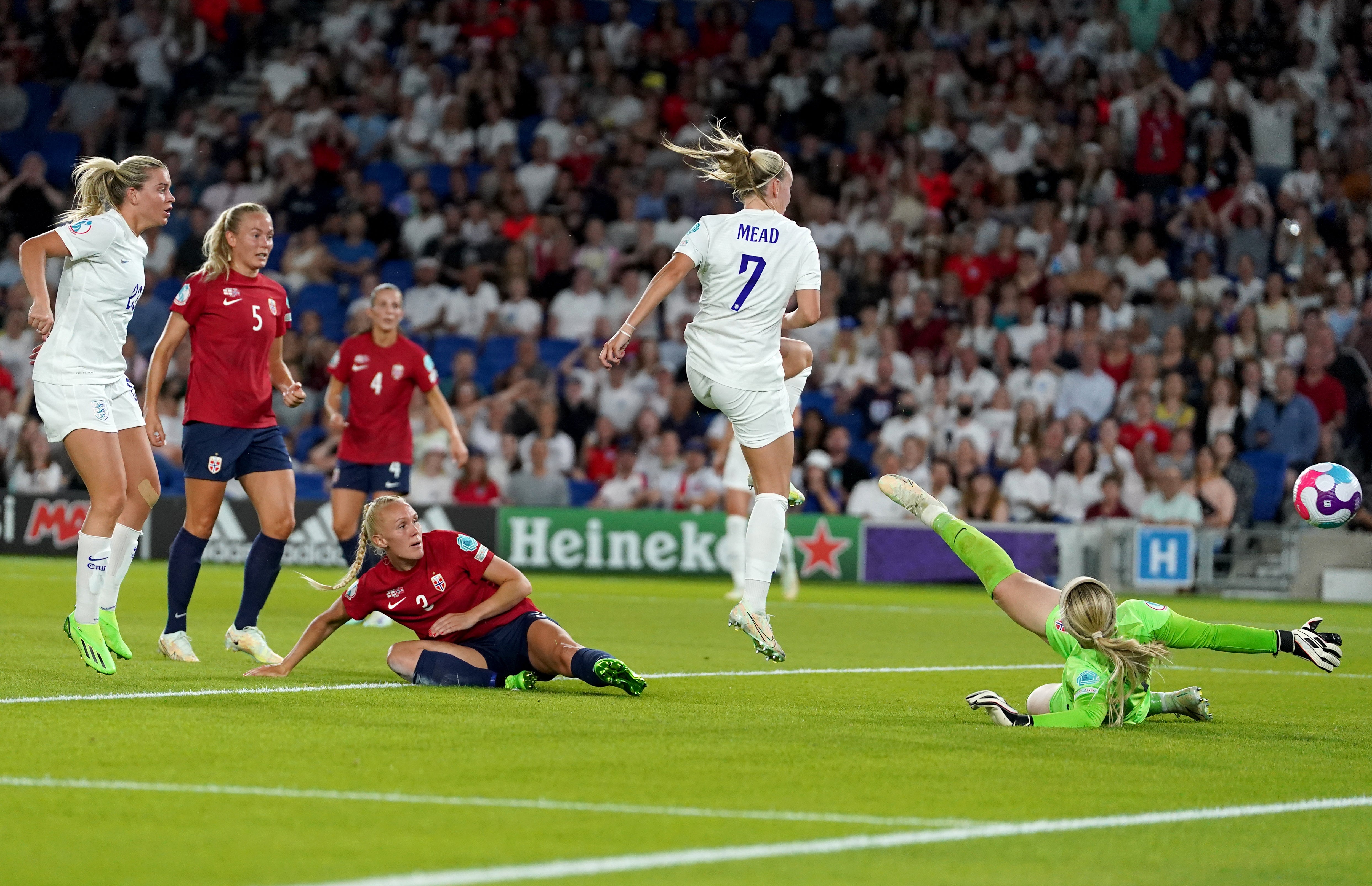 Beth Mead completes her hat-trick (Gareth Fuller/PA)