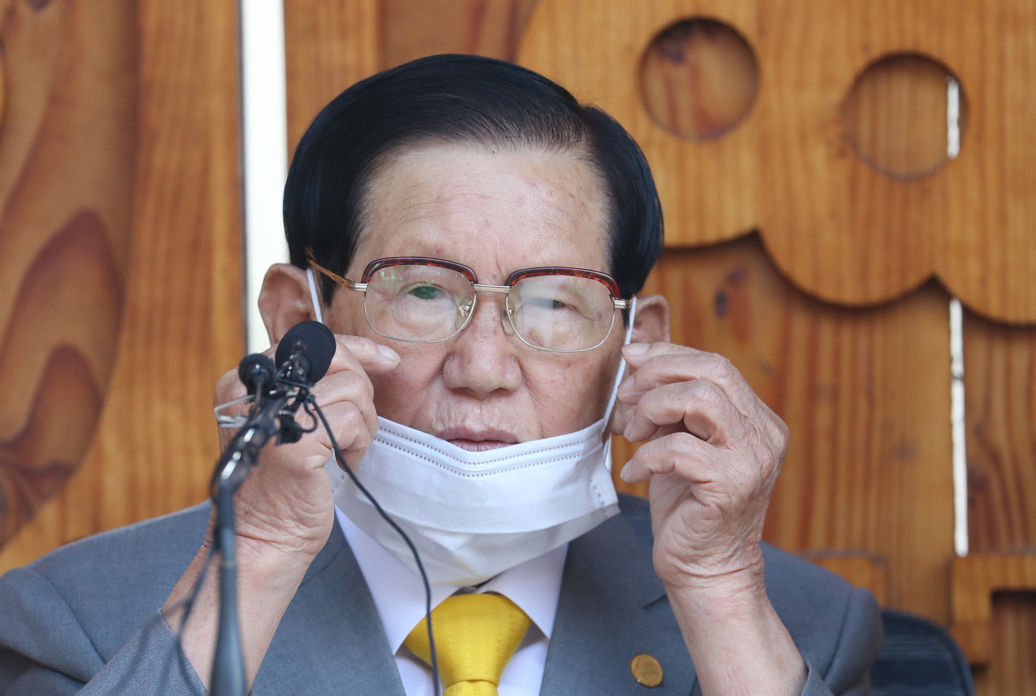 File. Lee Man Hee, leader of the Shincheonji Church of Jesus, during a press conference in Gapyeong on 2 March 2020