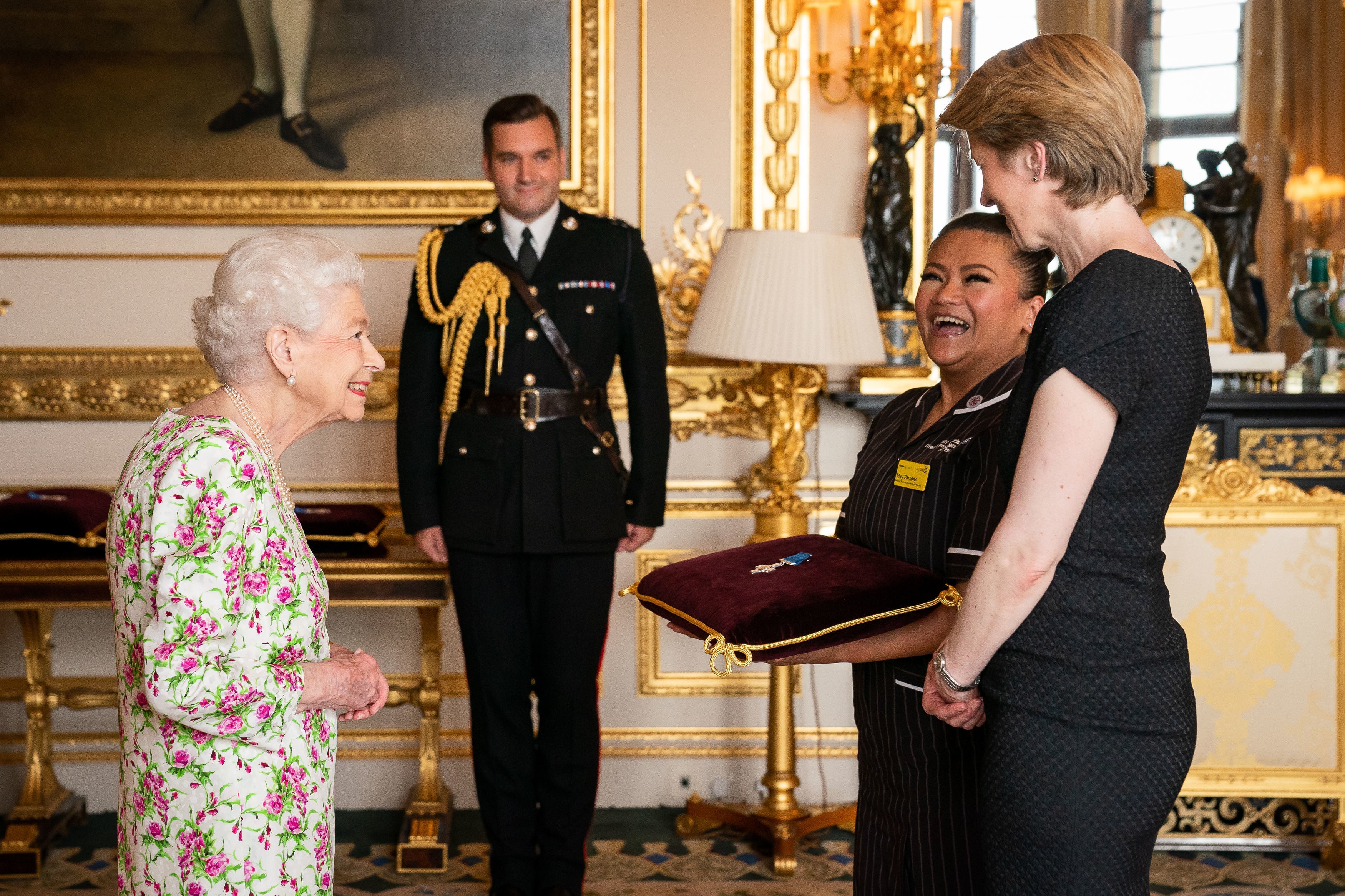 The Queen also met with nurse May Parsons