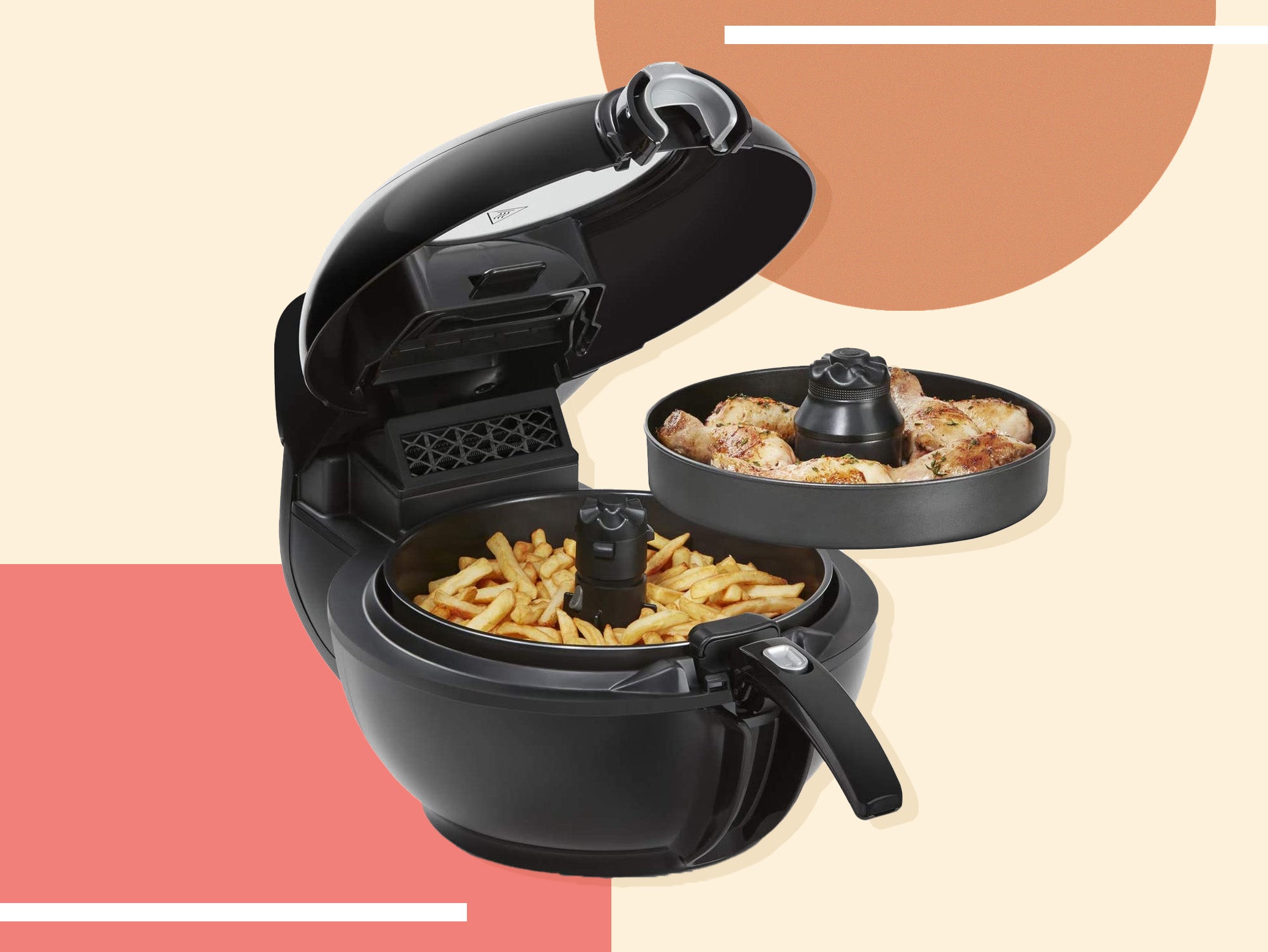 The 2-in-1 technology rustles up different foods simultaneously – winner winner