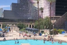 Dust devil causes chaos as it sends furniture flying at Las Vegas hotel pool