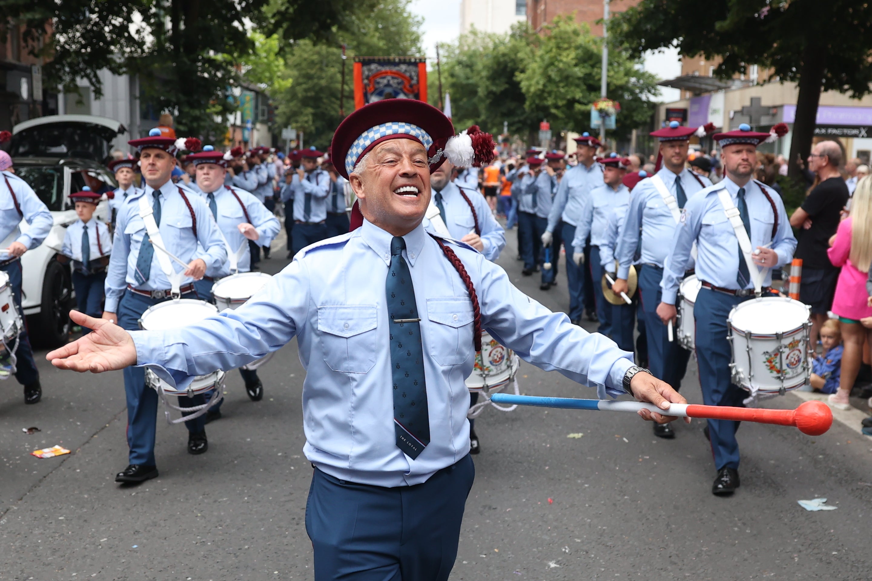 Members of a Protestant loyalist order take part in a Twelfth of July parade along the Dublin Road, Belfast, as part of the traditional Twelfth commemorations marking the anniversary of the Protestant King William’s victory over the Catholic King James at the Battle of the Boyne in 1690. Picture date: Tuesday July 12, 2022 (Liam McBurney/PA)