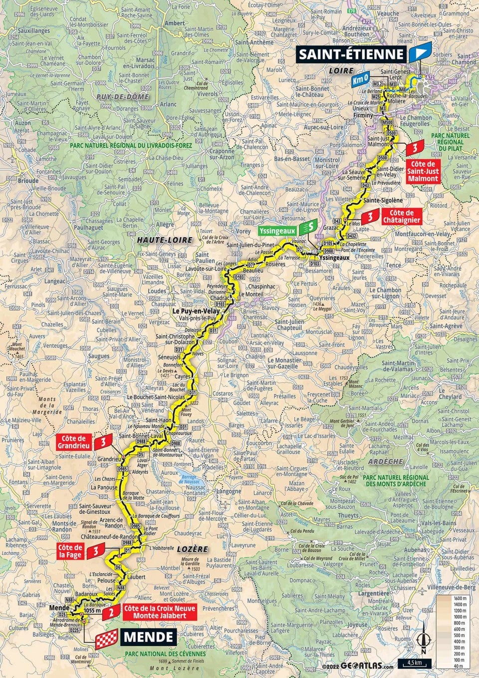 Map of stage 14 of the Tour de France