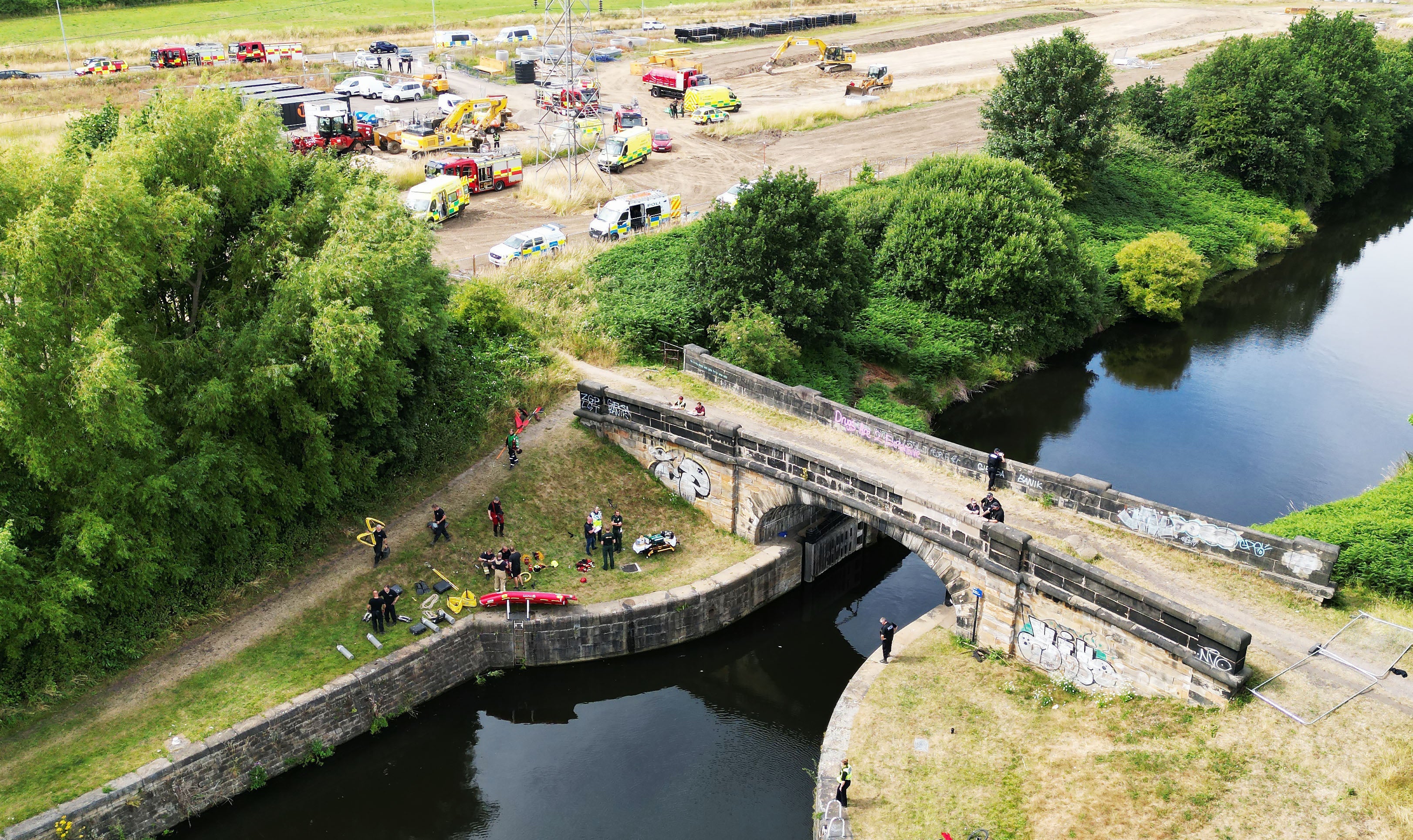 Emergency responders at the scene of Alfie’s death on Monday