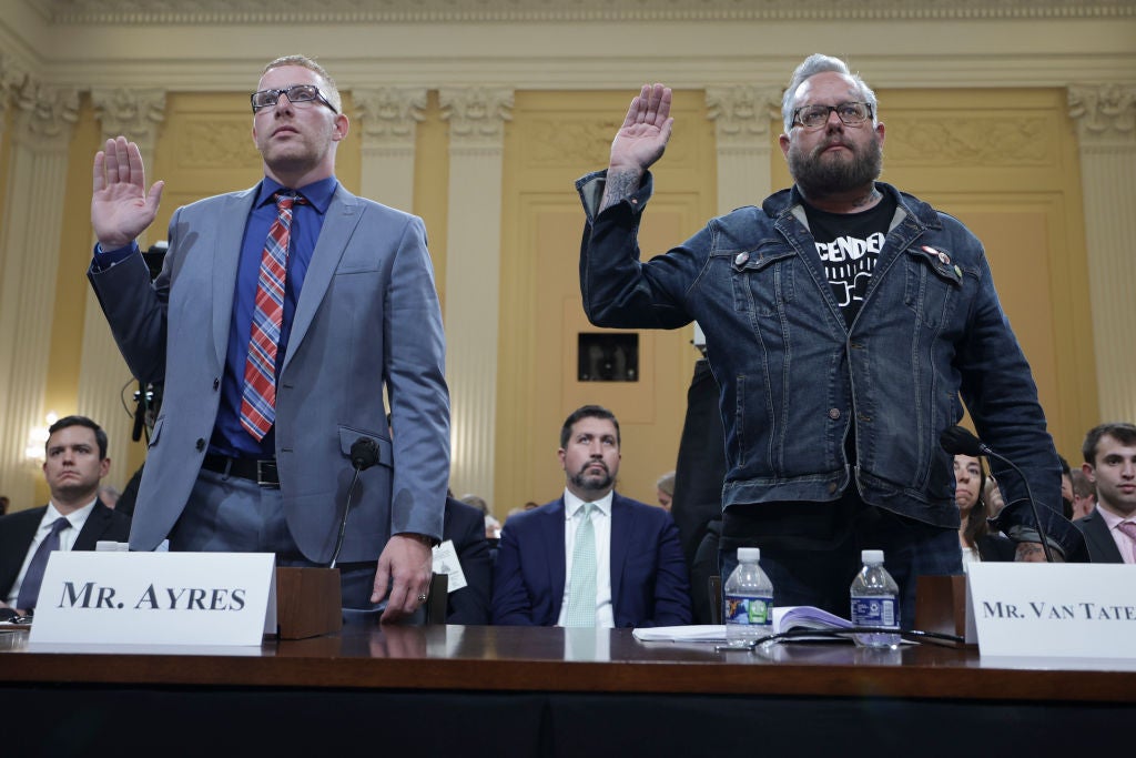 Stephen Ayres, left, and Jason Van Tatenhove at Tuesday’s hearing