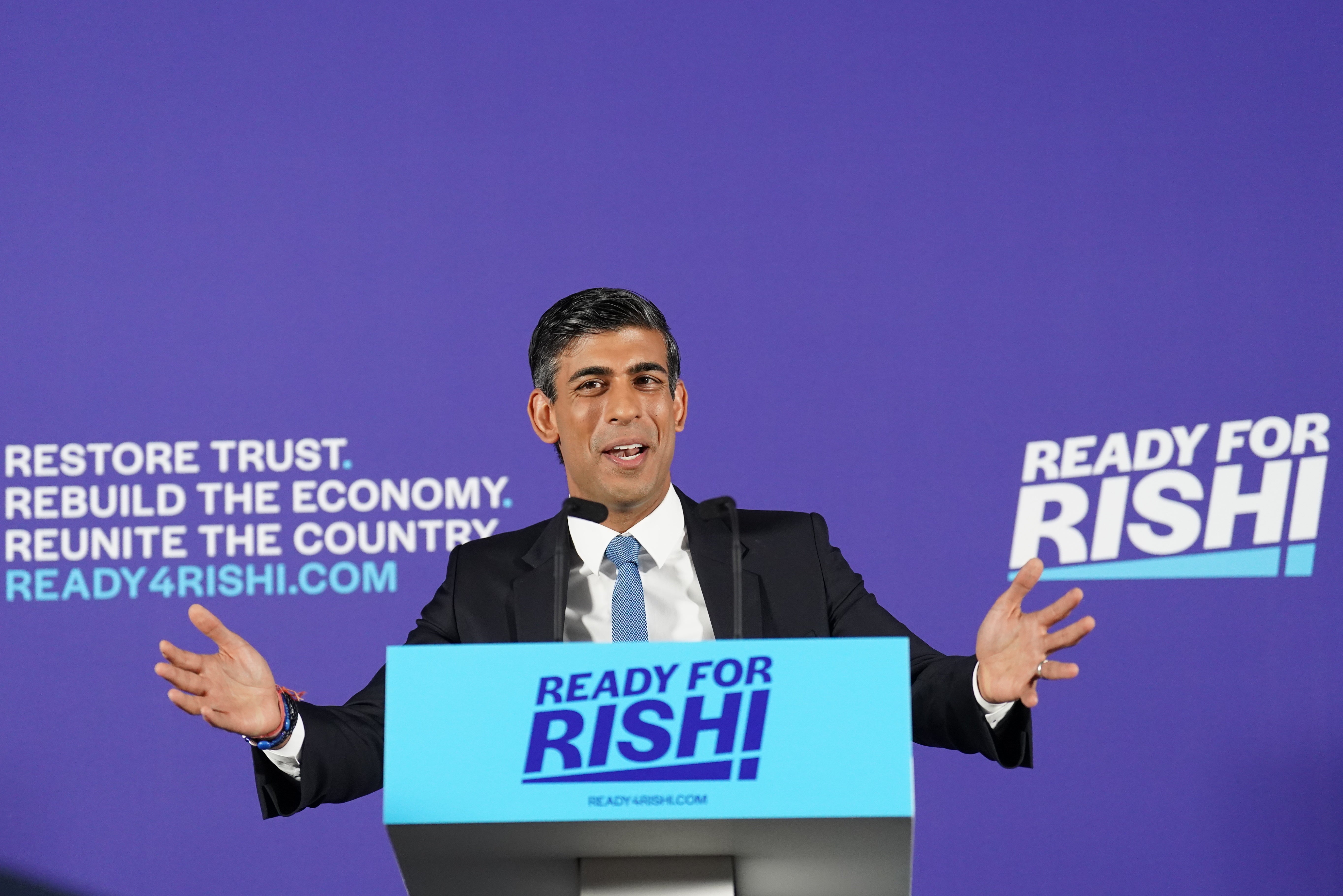 Mr Sunak speaking at the launch of his campaign (Stefan Rousseau/PA)