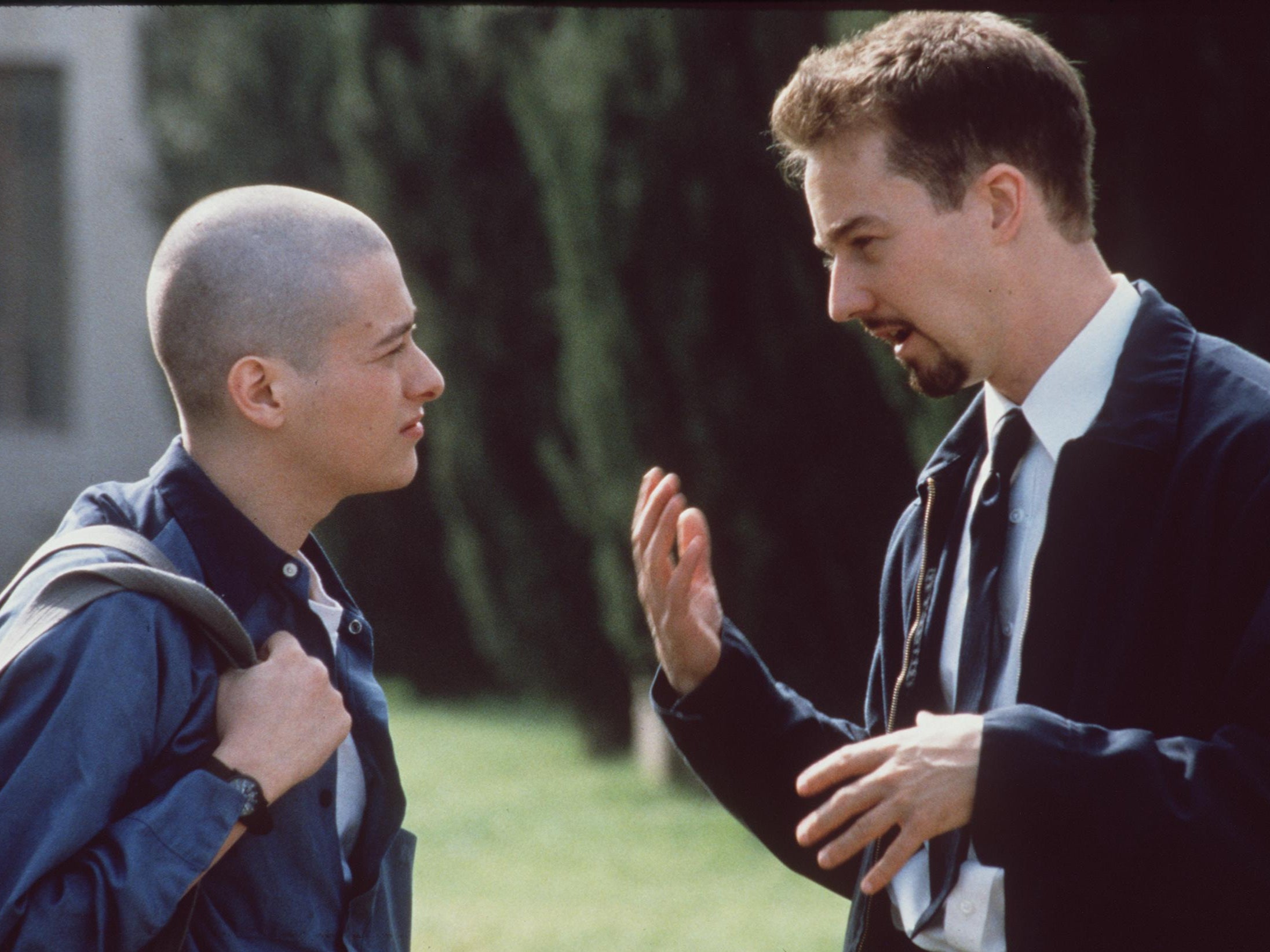 Ed Norton and Edward Furlong star in the movie “American History X” in 1998