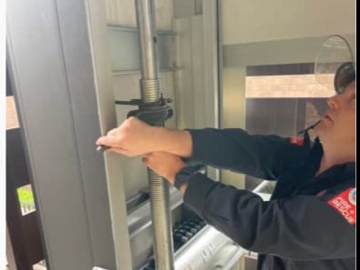 Firefighters had to turn off the electricity before opening the doors to rescue the lift technician
