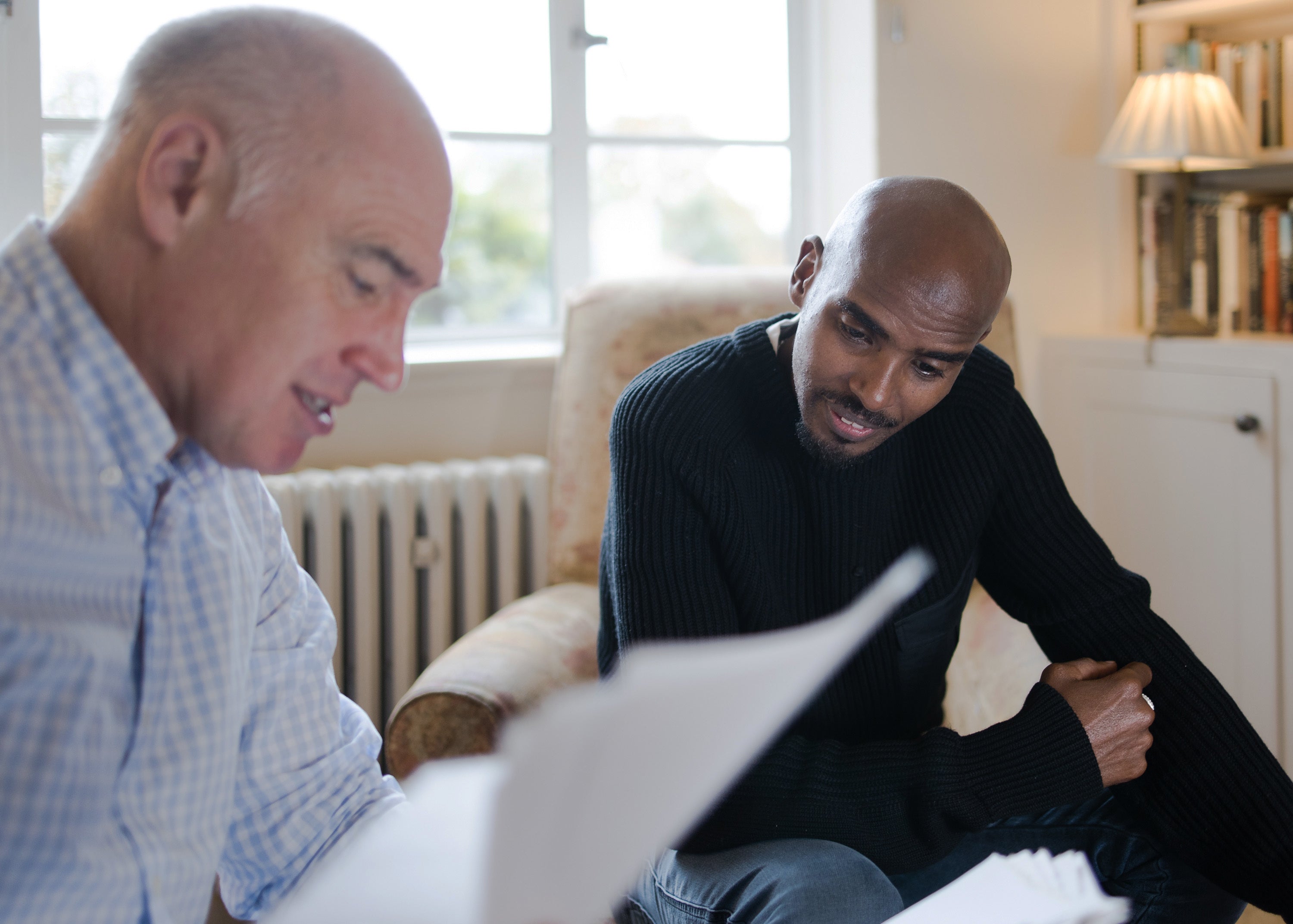 Sir Mo Farah with Alan Watkinson (Andy Boag/BBC/PA)