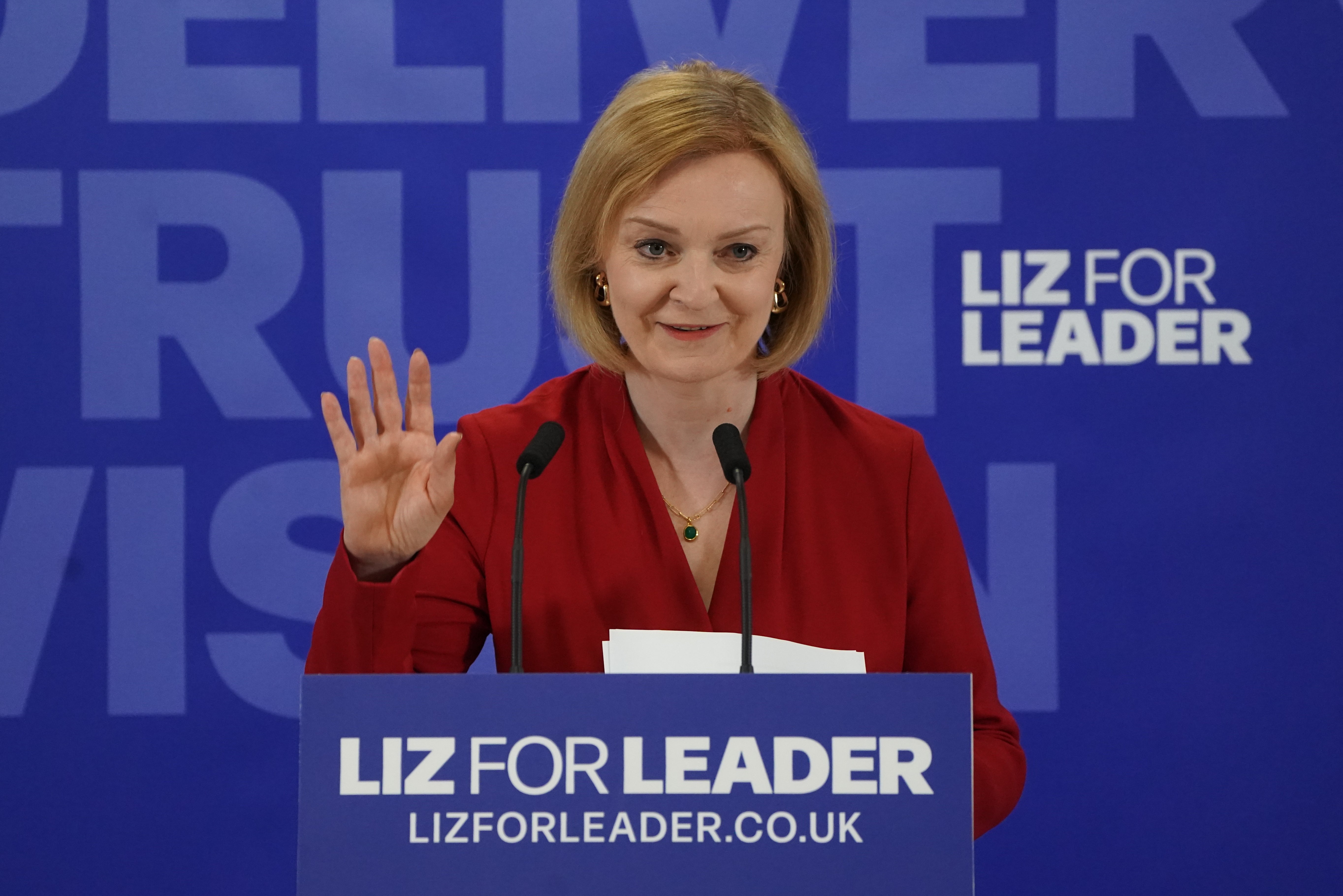 Liz Truss at the launch of her campaign to be Conservative Party leader and prime minister (Kirsty O’Connor/PA)