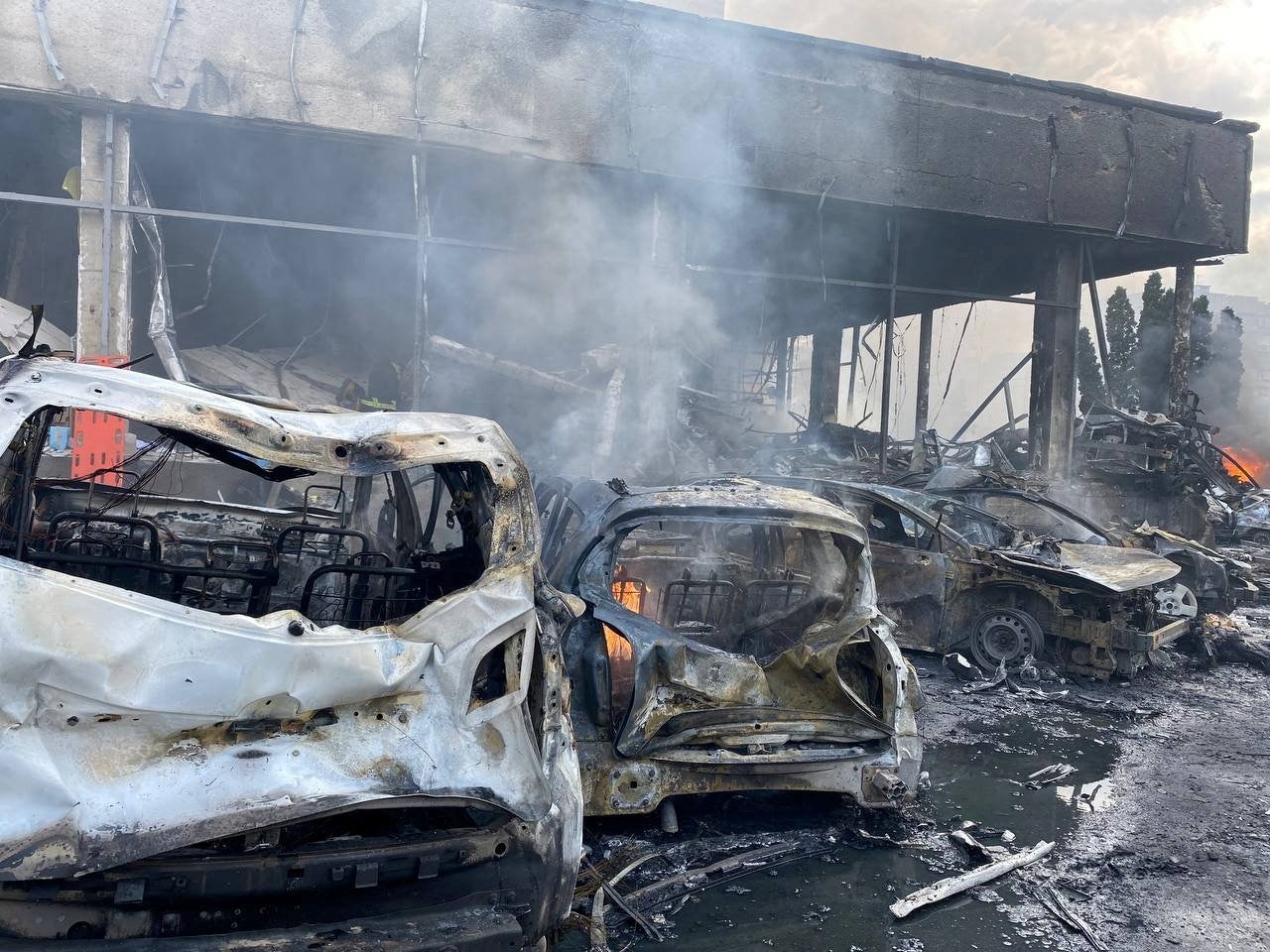 Destroyed vehicles in Vinnytsia