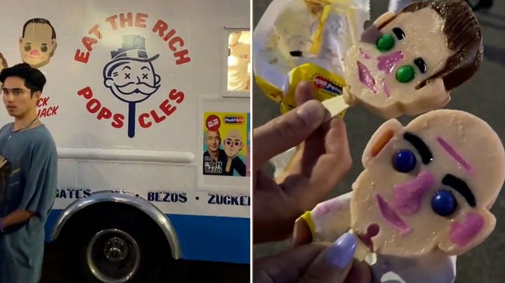 ‘Eat the Rich’ ice cream van sells edible versions of Jeff Bezos, Elon Musk and Bill Gates
