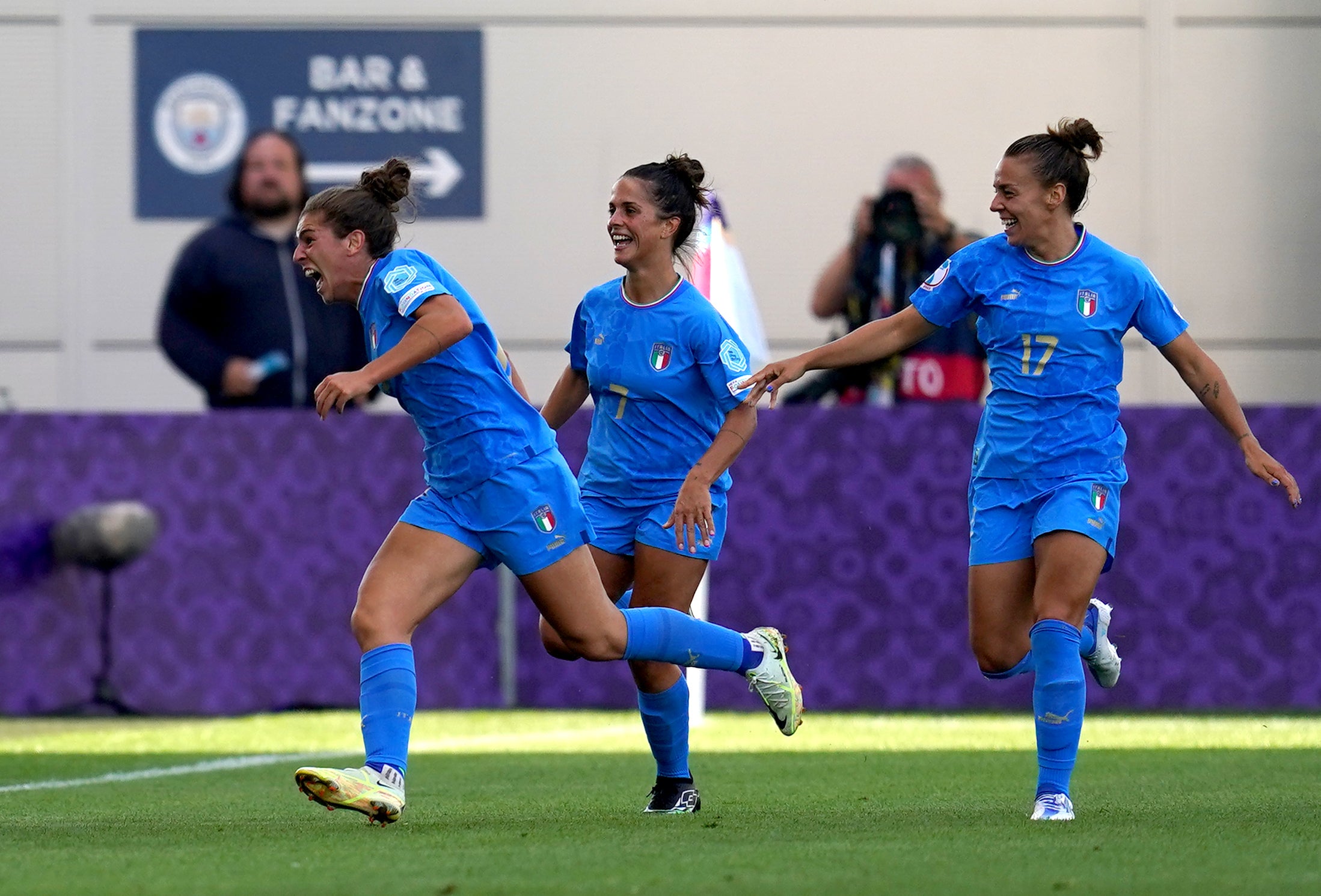 Valentina Bergamaschi (left) scored Italy’s vital equaliser against Iceland (Nick Potts/PA)