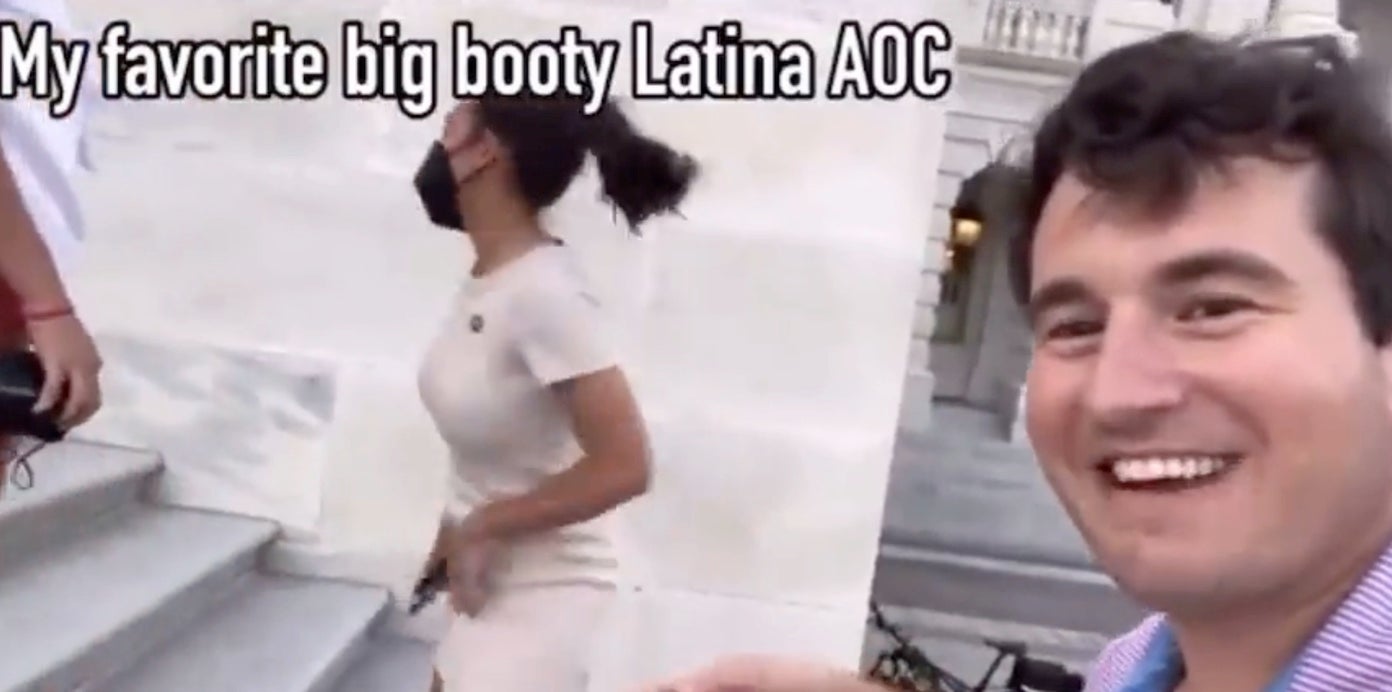 Right-wing troll sexually harasses AOC on the steps of the US Capitol