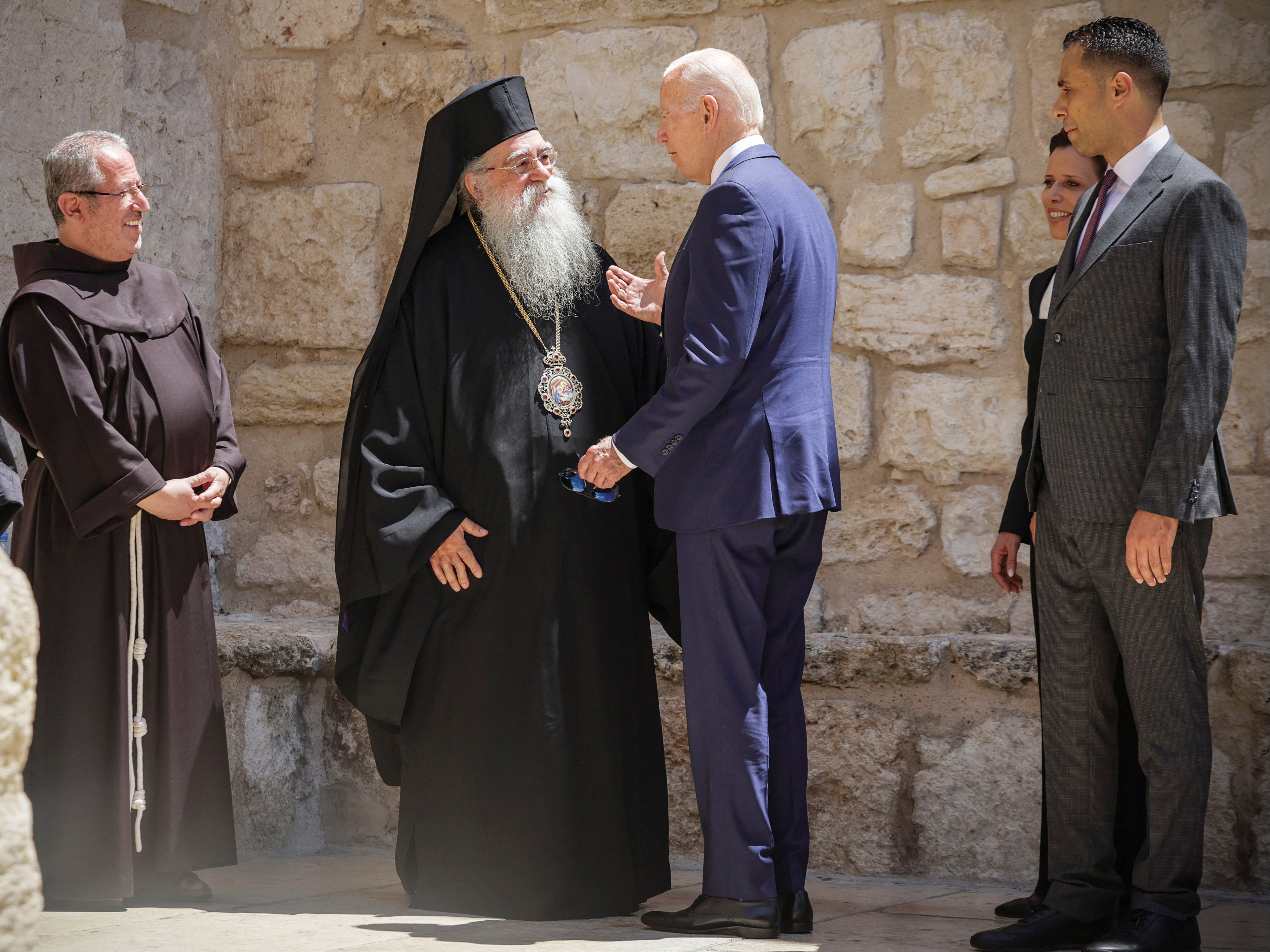 US President Joe Biden visits the Church of Nativity, in Bethlehem