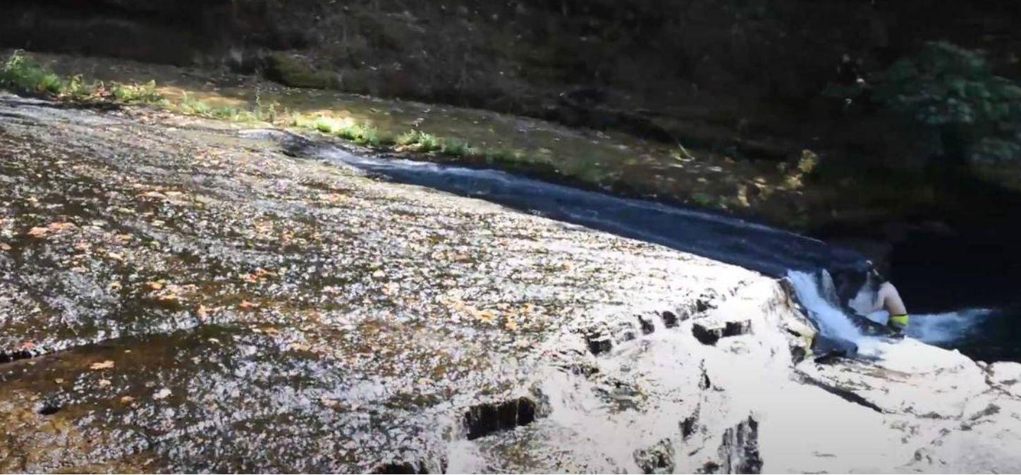 Rock slides are a popular attraction at the Lake Creek Falls Recreation Site in Oregon, where Spencer Webb died