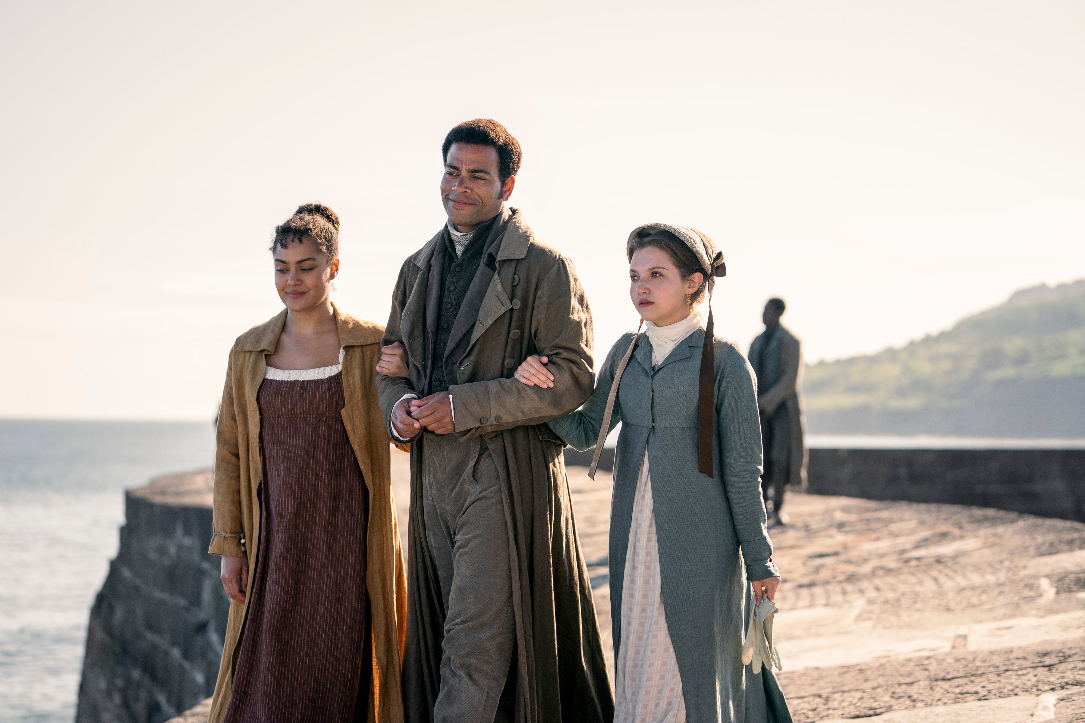 (L to R) Izuka Hoyle as Henrietta Musgrove, Ben Bailey Smith as Charles Musgrove, Mia McKenna-Bruce as Mary Elliot