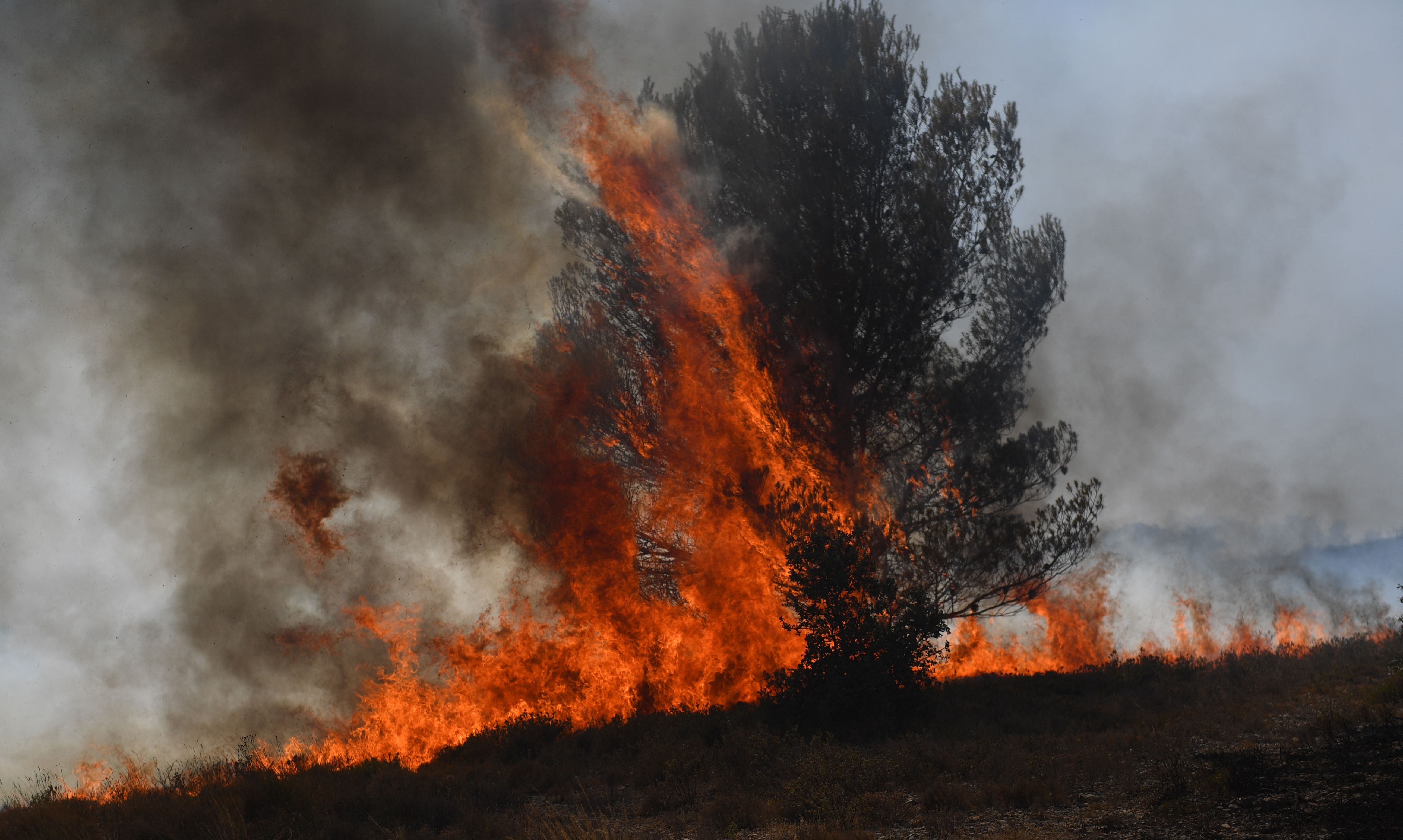 A wildfire in Tarascon, southeastern France, on 15 July