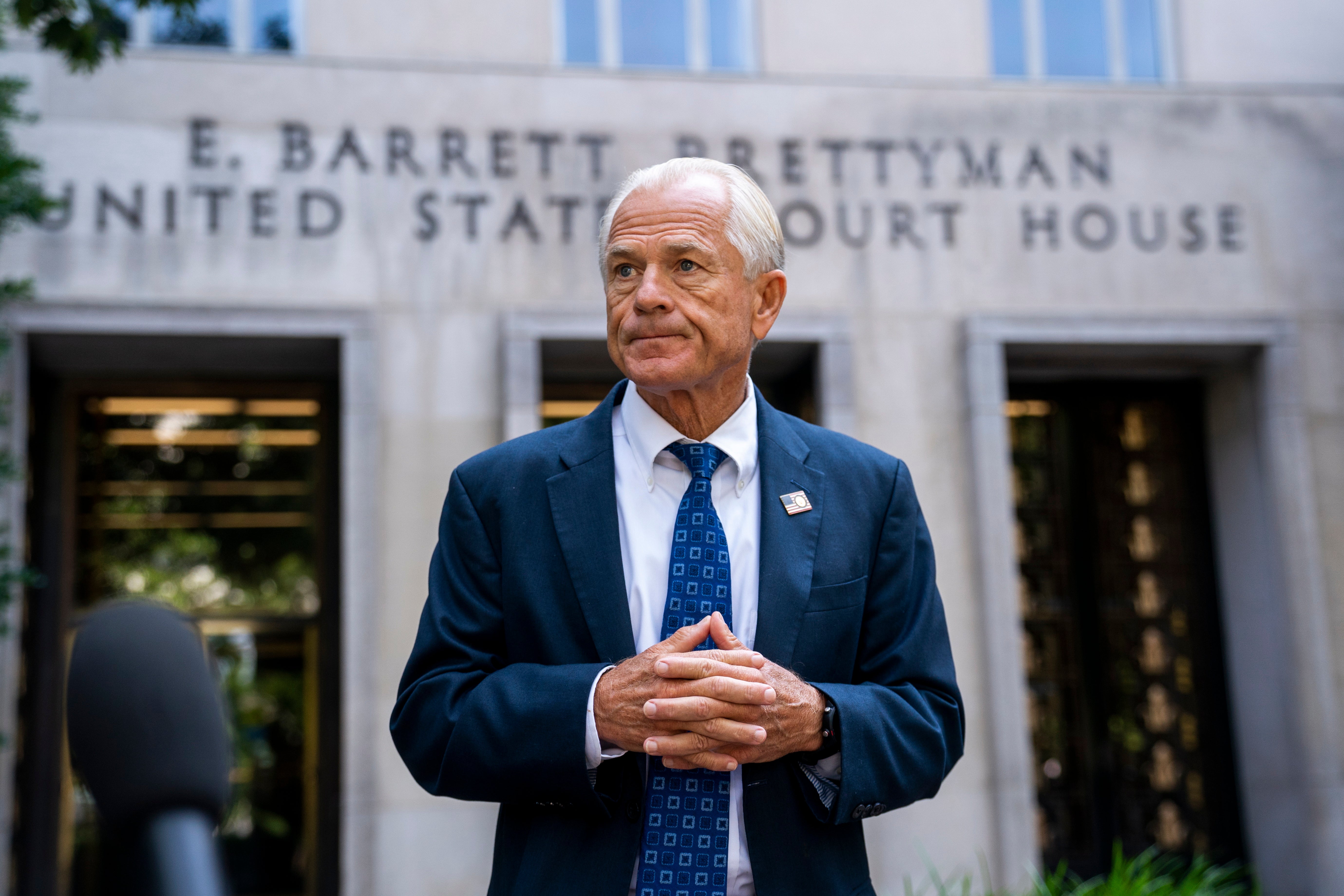 Former Trump administration trade adviser Peter Navarro outside the US Federal District Court in Washington, DC, on 15 July 2022