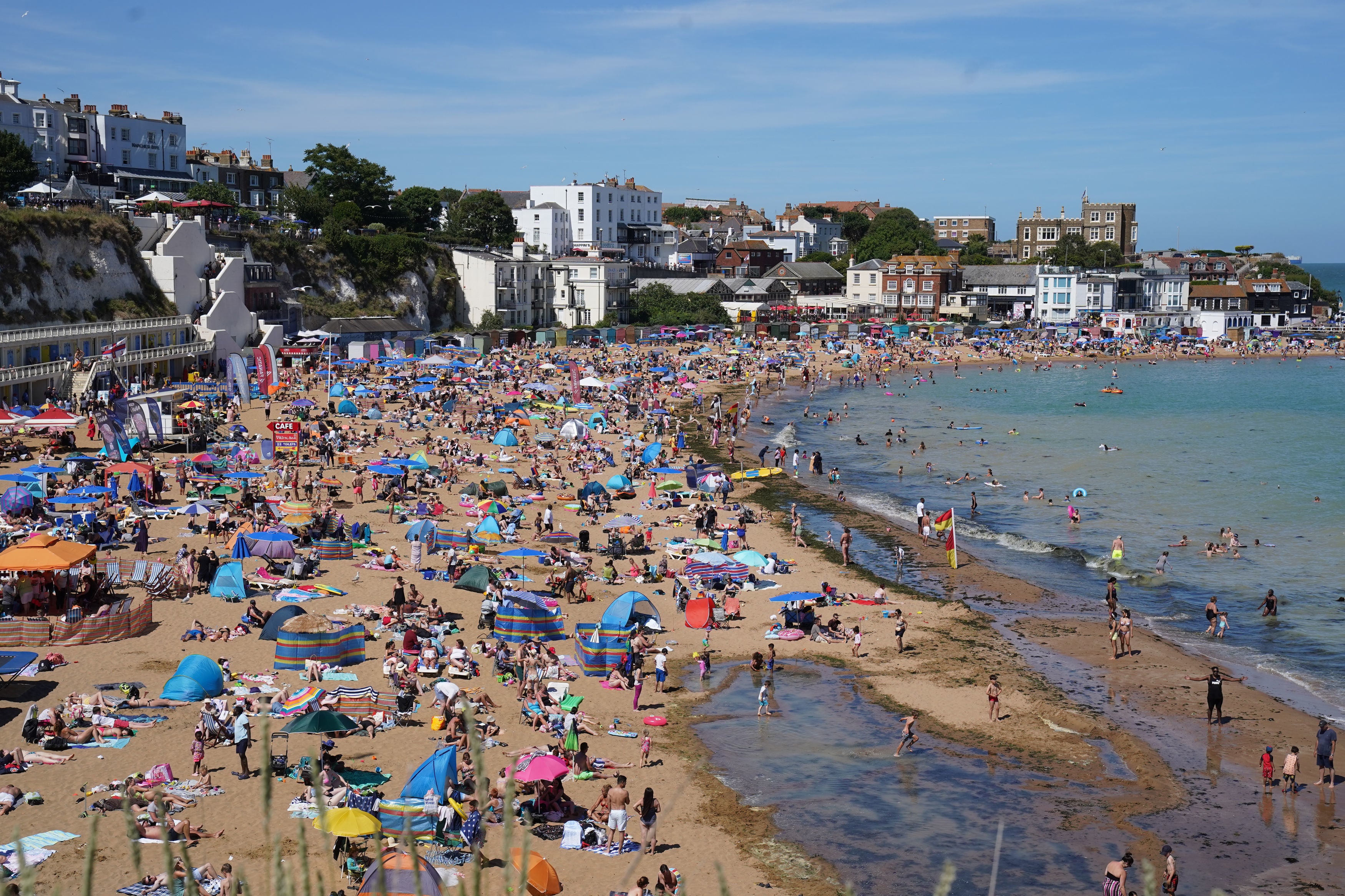Beachgoers in Broadstairs, Kent, over the weekend