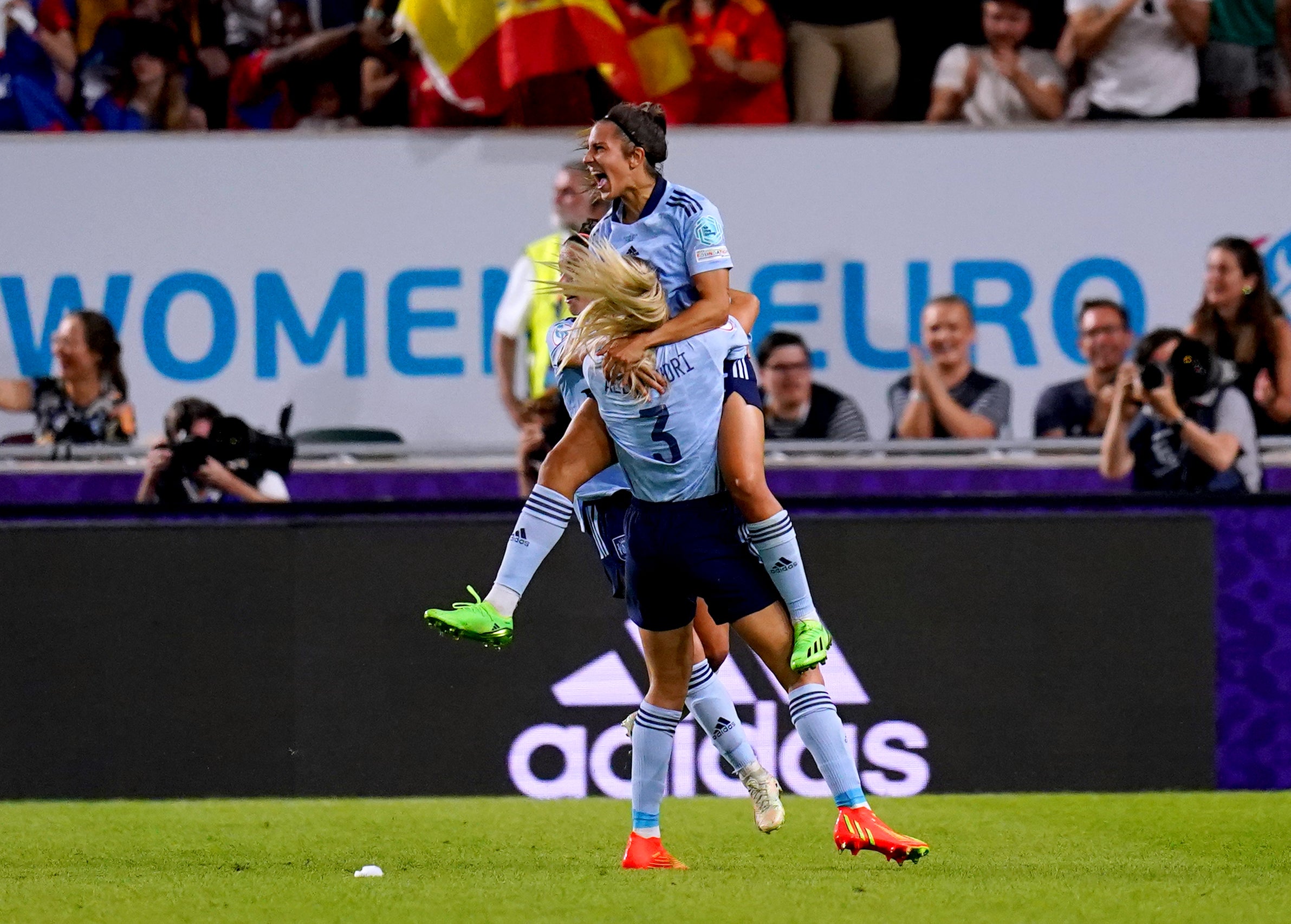 Marta Cardona’s late header secured Spain a place in the quarter-finals against hosts England (John Walton/PA)