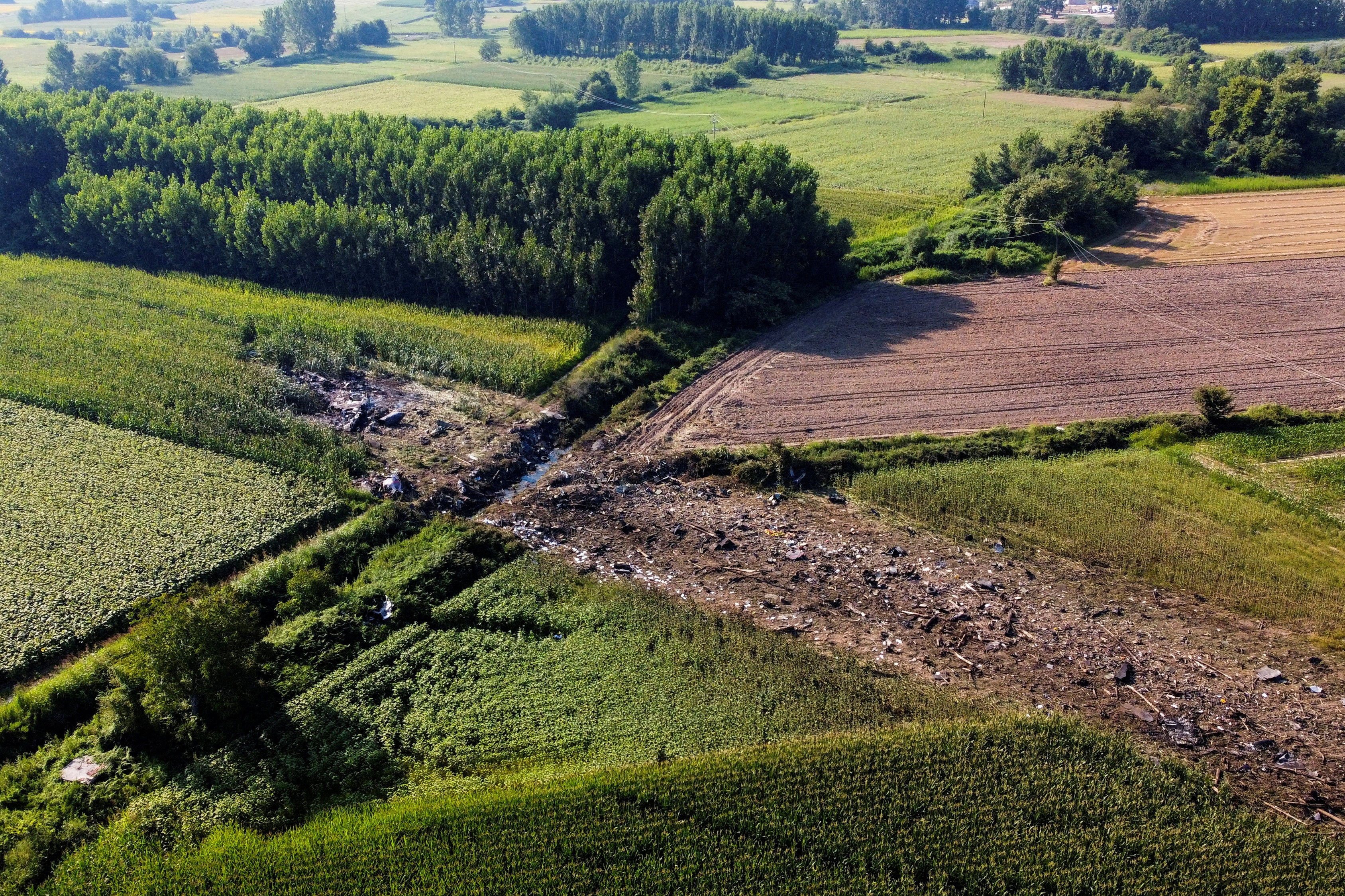 The site of the crash near the city of Kavala