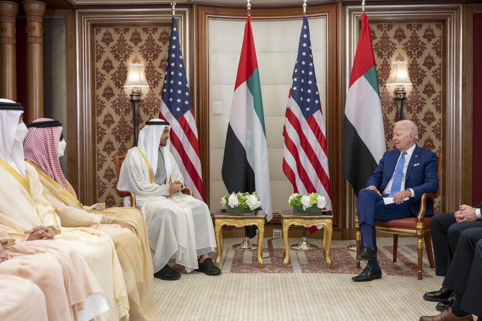 Joe Biden meeting with UAE president Mohammed bin Zayed Al Nahyan