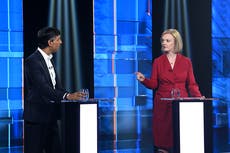 Sunak accuses Truss of ‘socialist’ plan as pair repeatedly clash during angry TV debate