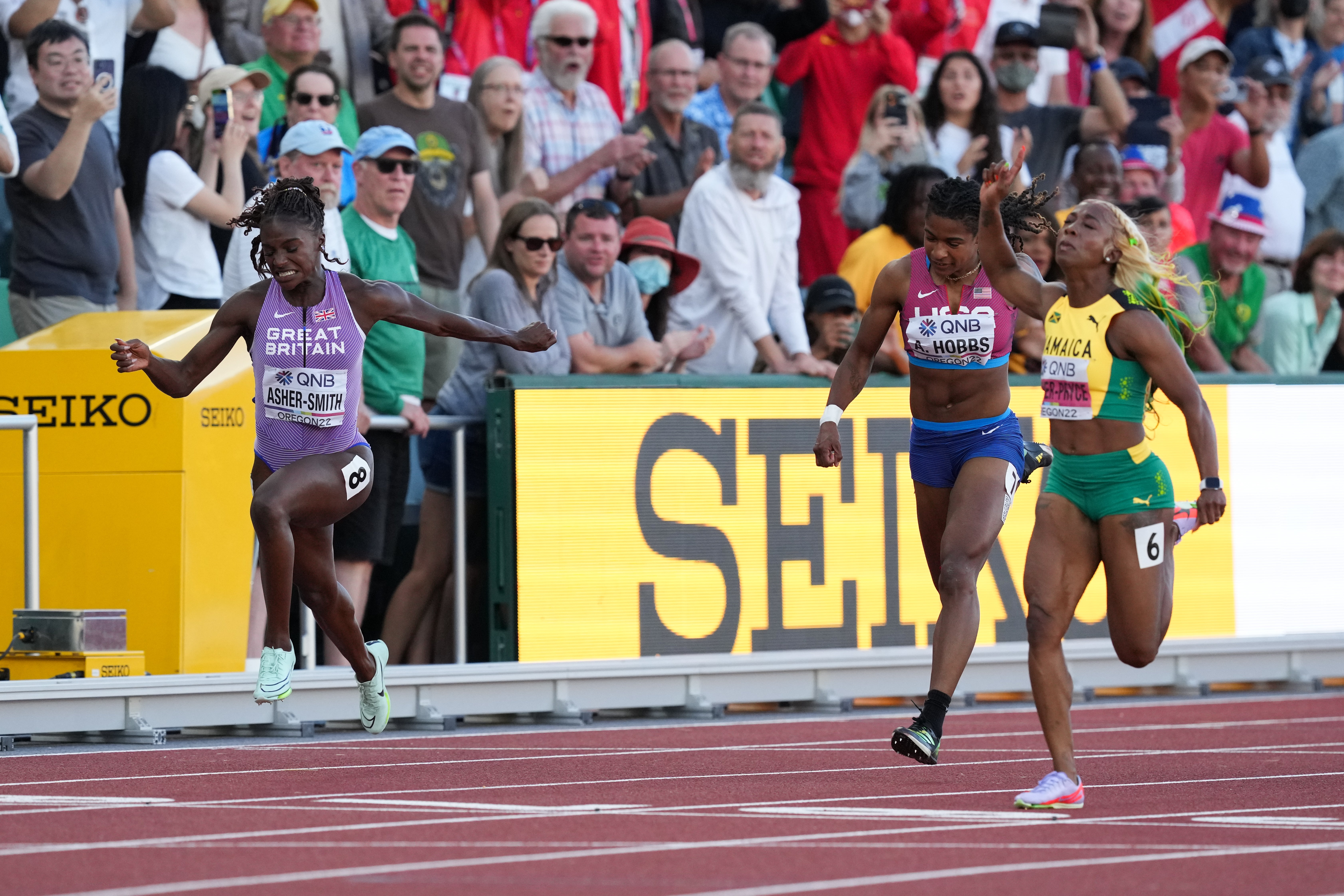 Great Britain’s Dina Asher-Smith finished fourth in the 100m final. (Martin Rickett/PA)