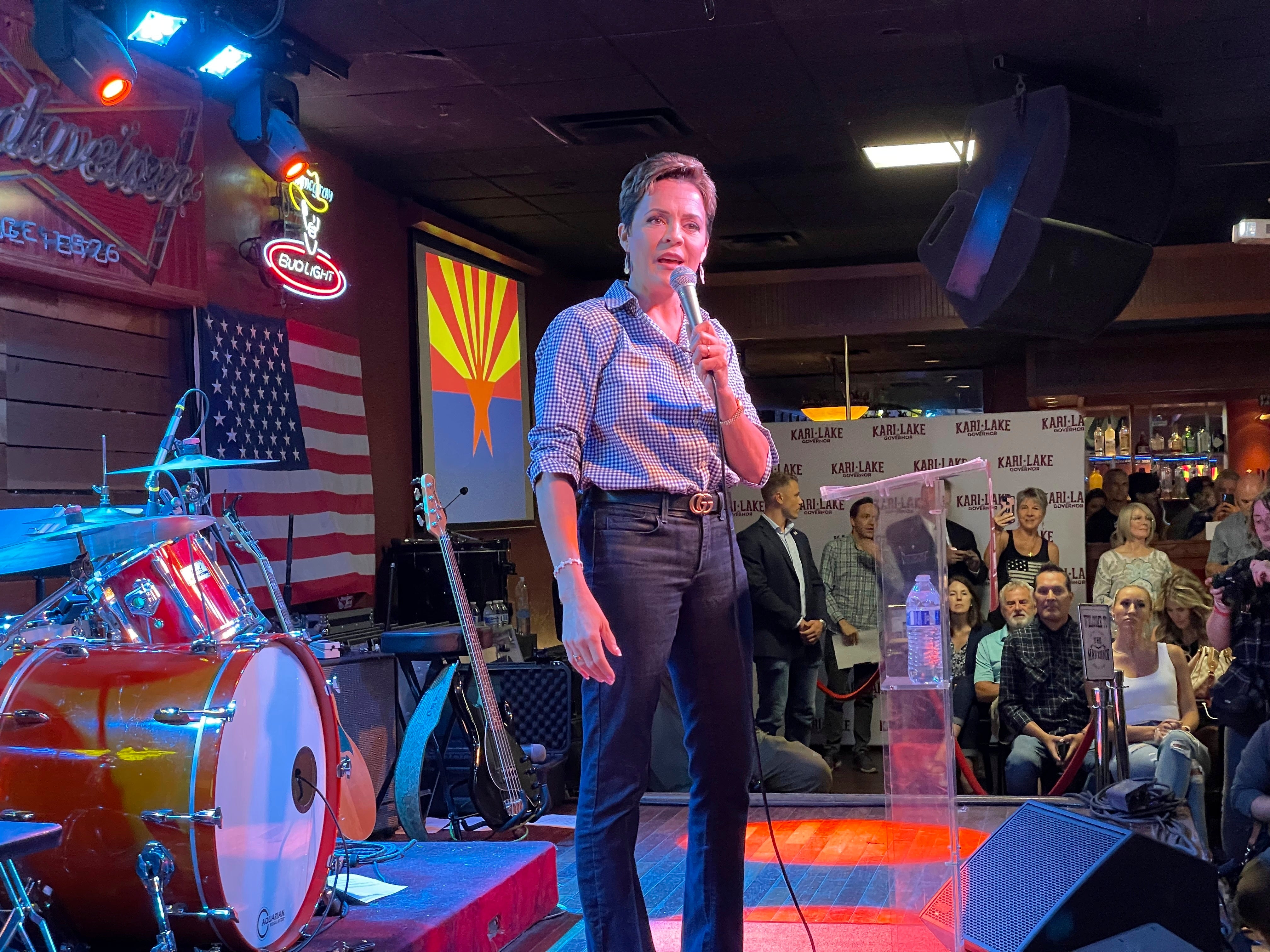 Kari Lake speaks to supporters in Arizona