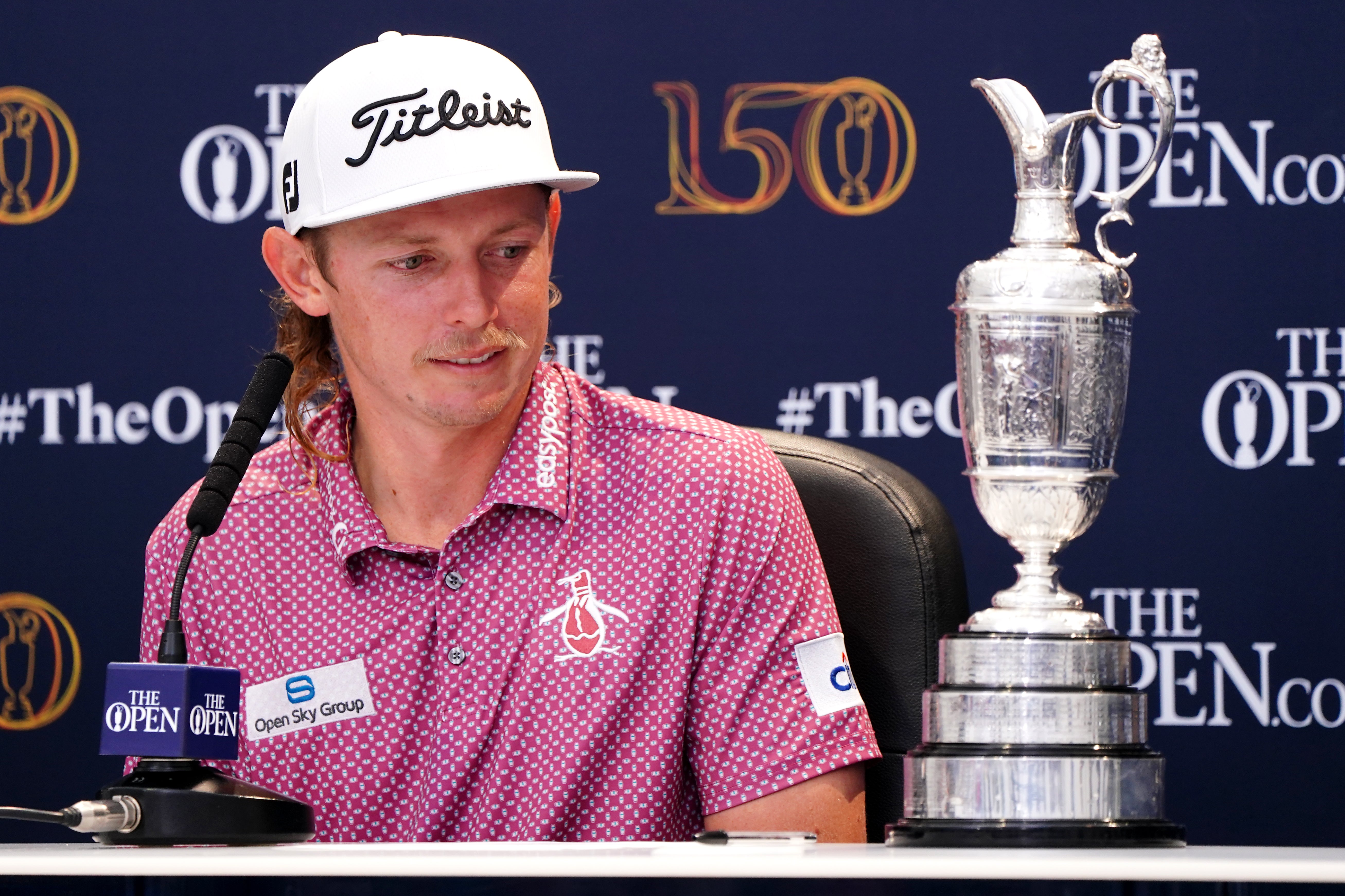 Australia’s Cameron Smith with the Claret Jug in a press conference following his Open victory at St Andrews (Jane Barlow/PA)