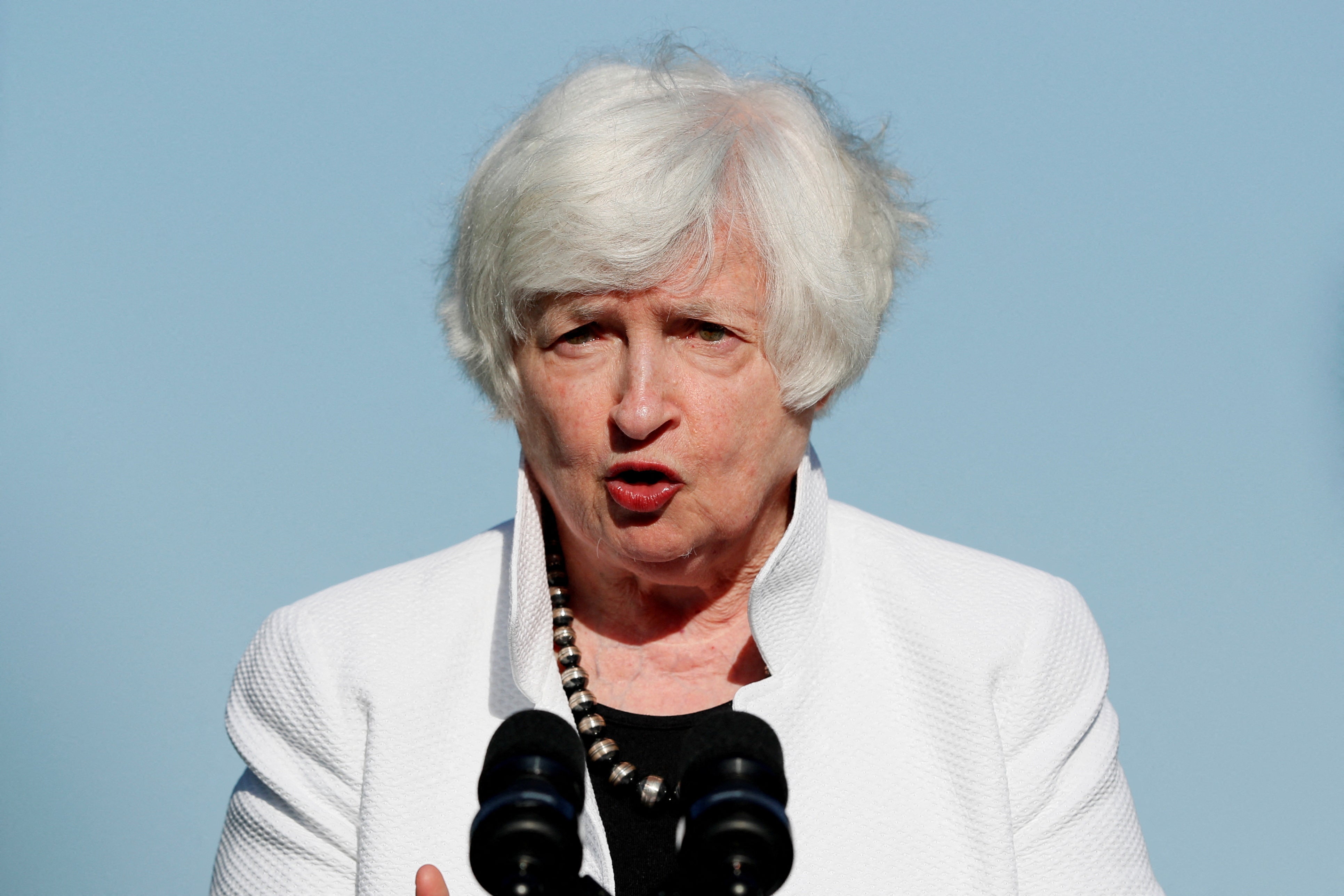 US treasury secretary Janet Yellen speaks during a news conference, ahead of the G20 Finance Ministers