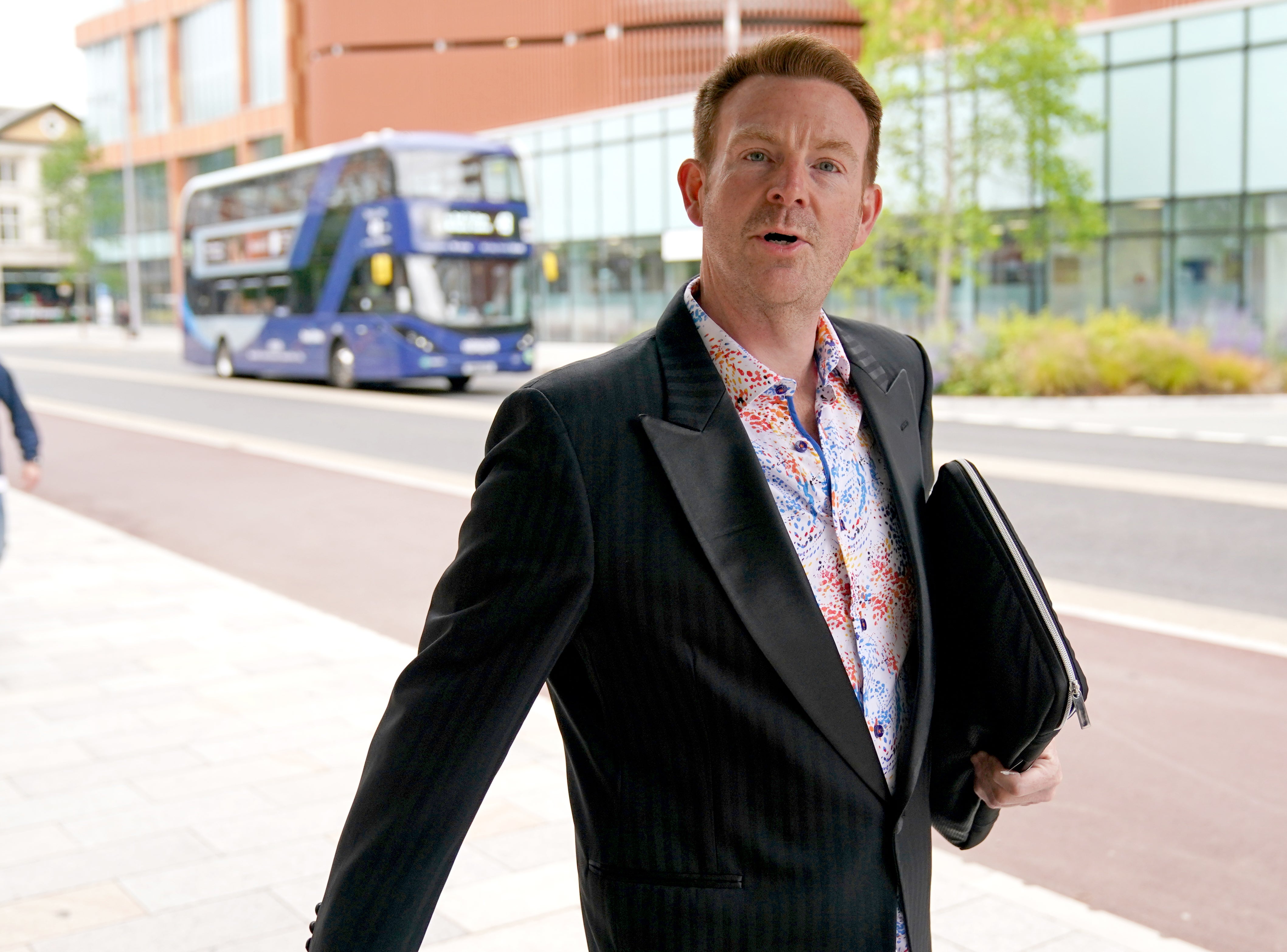 Alex Belfield arrives at Nottingham Crown Court during his trial (Jacob King/PA)