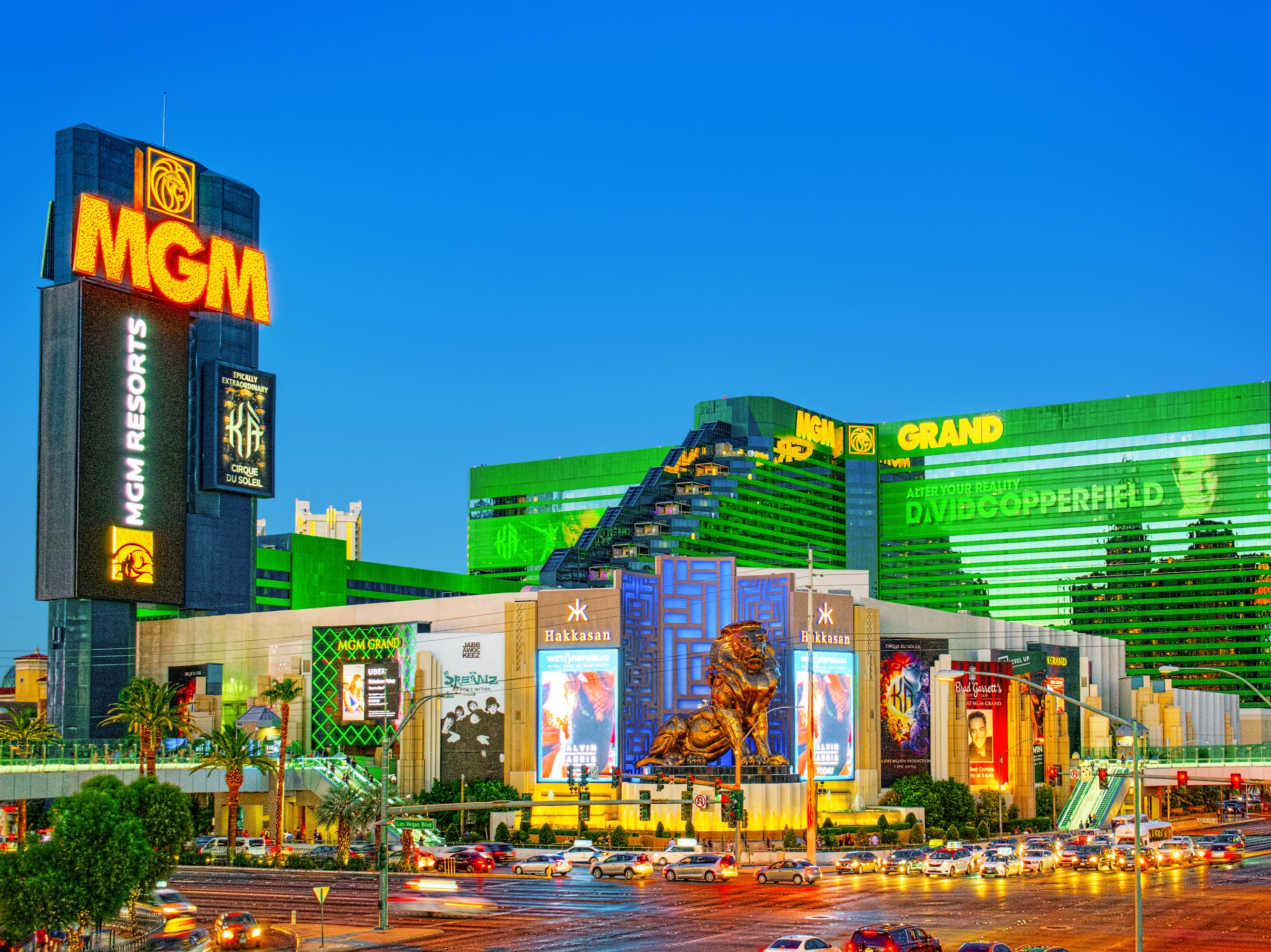 Outside the MGM Grand hotel and casino in Las Vegas