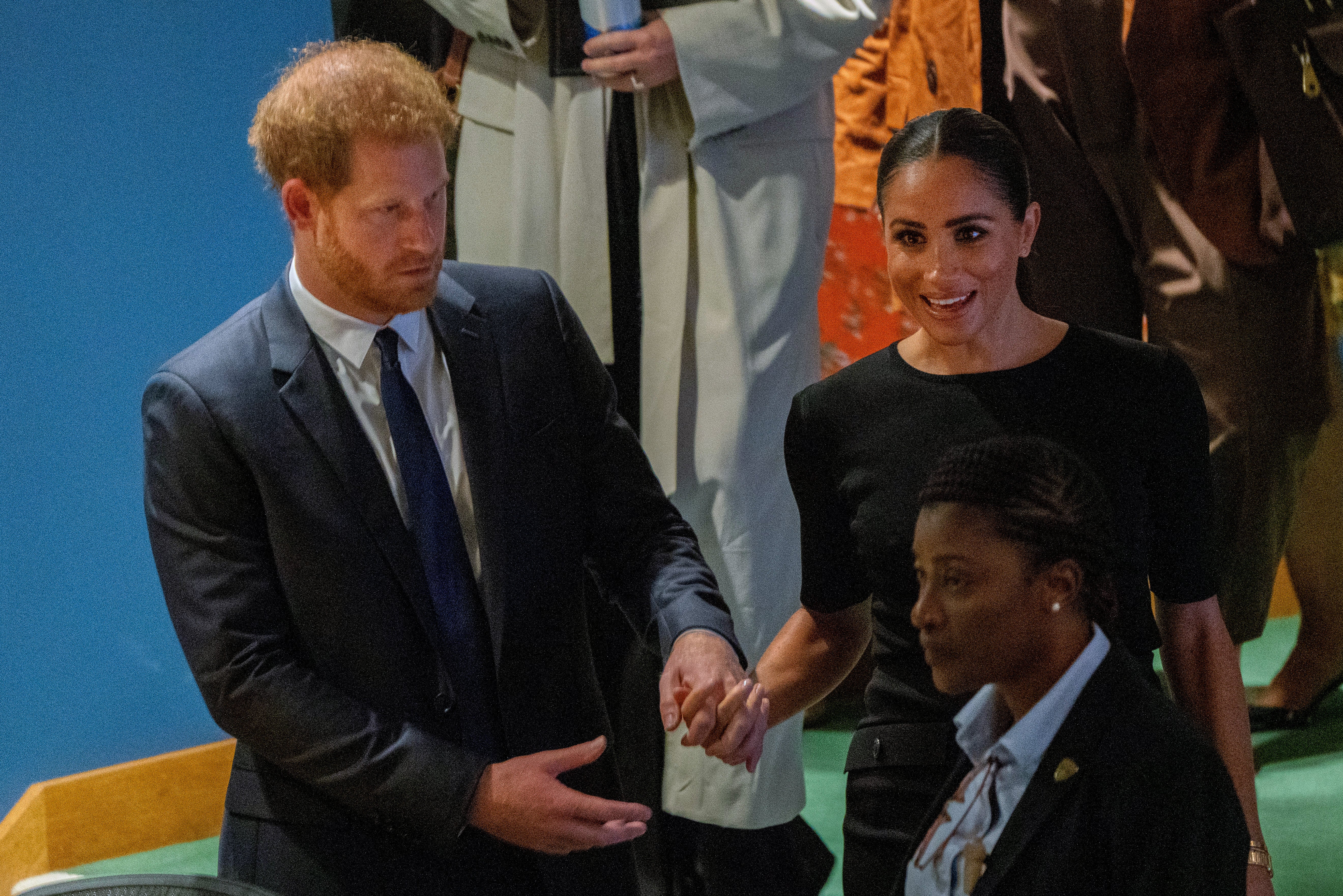 Prince Harry and Meghan arriving at the UN on Nelson Mandela Day