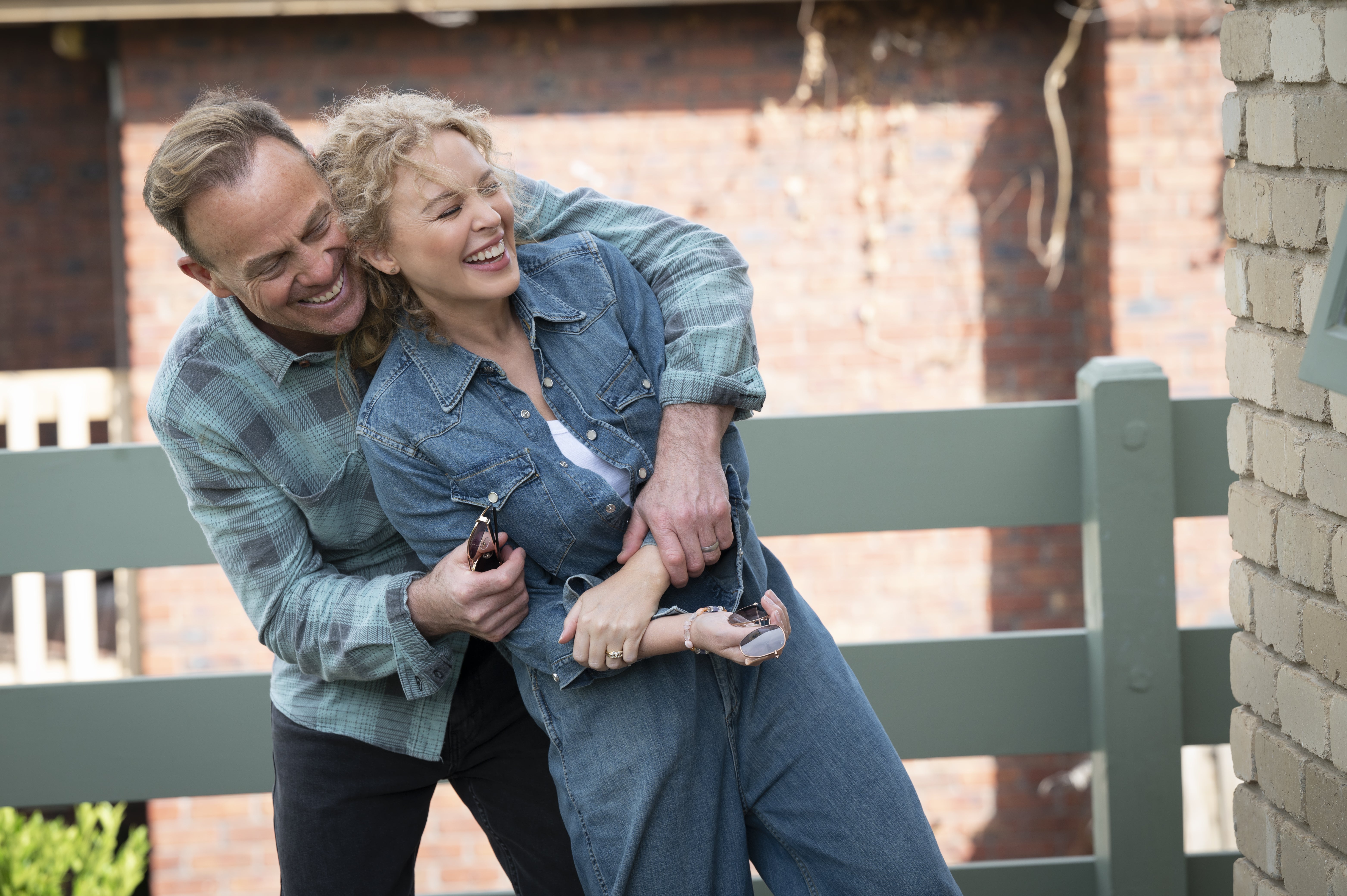 Kylie Minogue and Jason Donovan are reunited on the set of Australian soap opera Neighbours (Channel 5/PA)