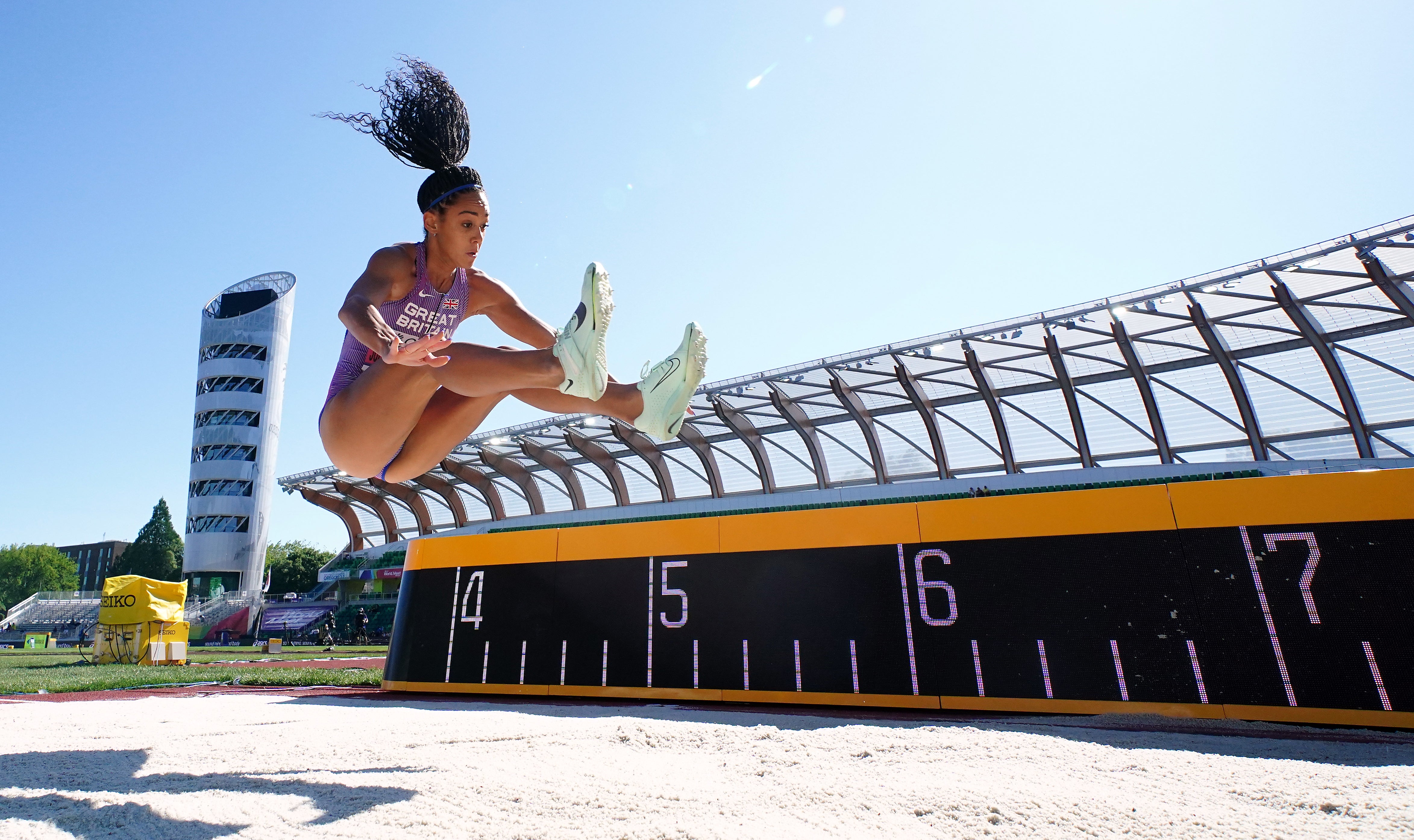 Great Britain’s Katarina Johnson-Thompson came eighth in the heptathlon. (Martin Rickett/PA)