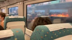 Spain wildfires: Train is surrounded by flames in Zamora