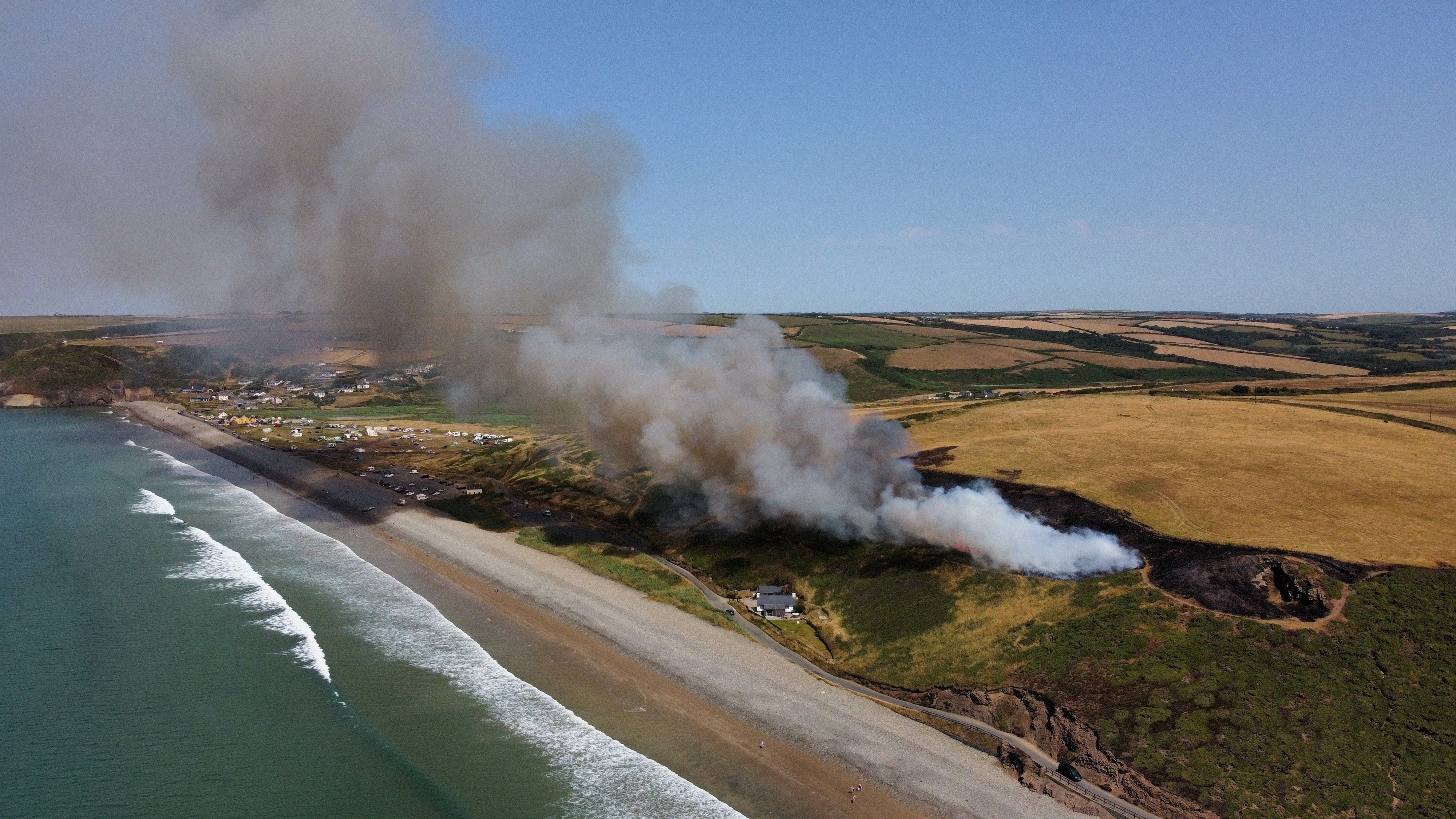 The blaze scorched land near a camping ground