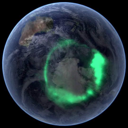 From space, the aurora is a crown of light that circles each of Earth’s poles