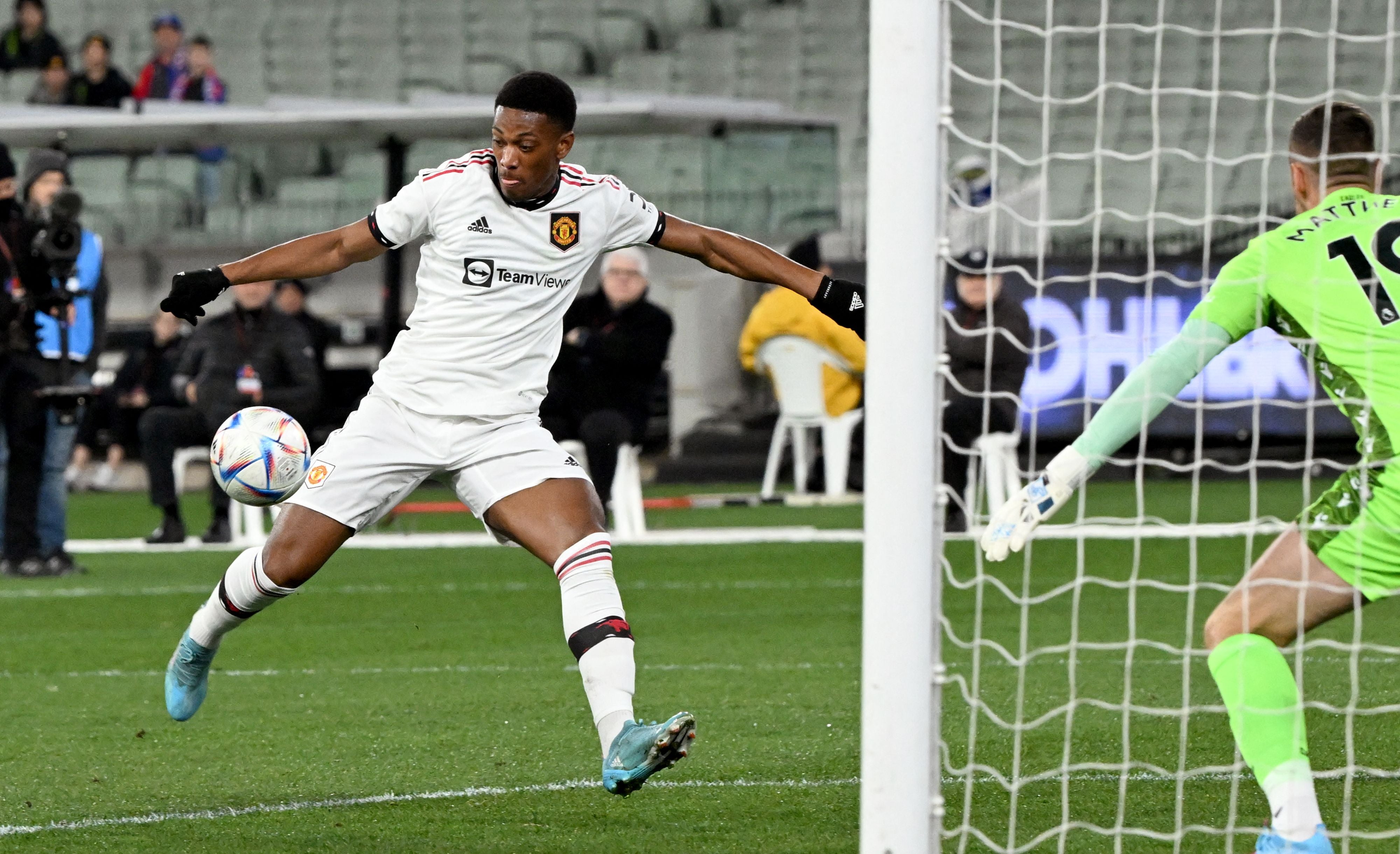 Anthony Martial shoots at goal