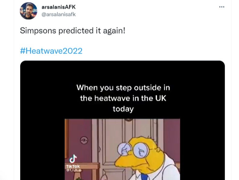 One of the ‘Simpsons’ fans joking amid the ongoing heatwave