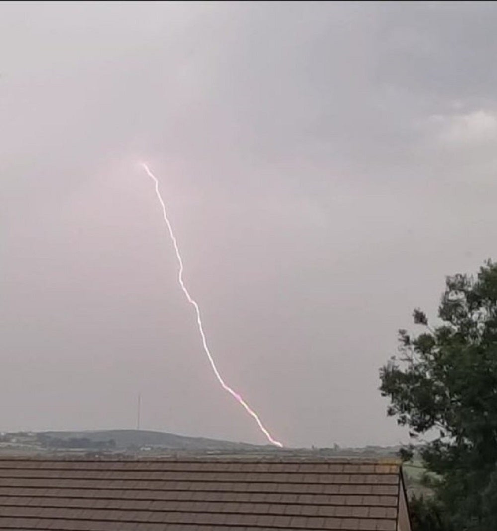 Lightning in Redruth, Cornwall on the morning of July 19 (Will James/PA)