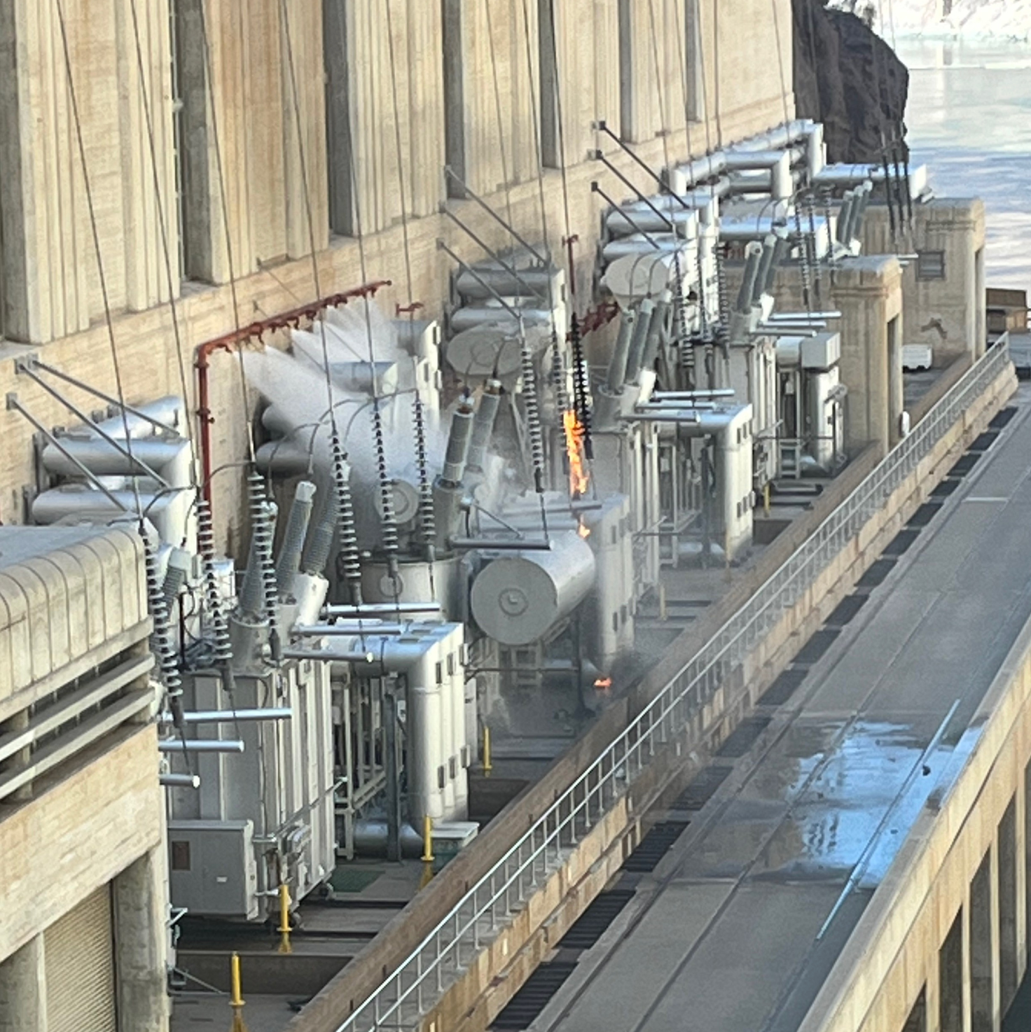 A transformer caught fire at the Hoover Dam in Nevada