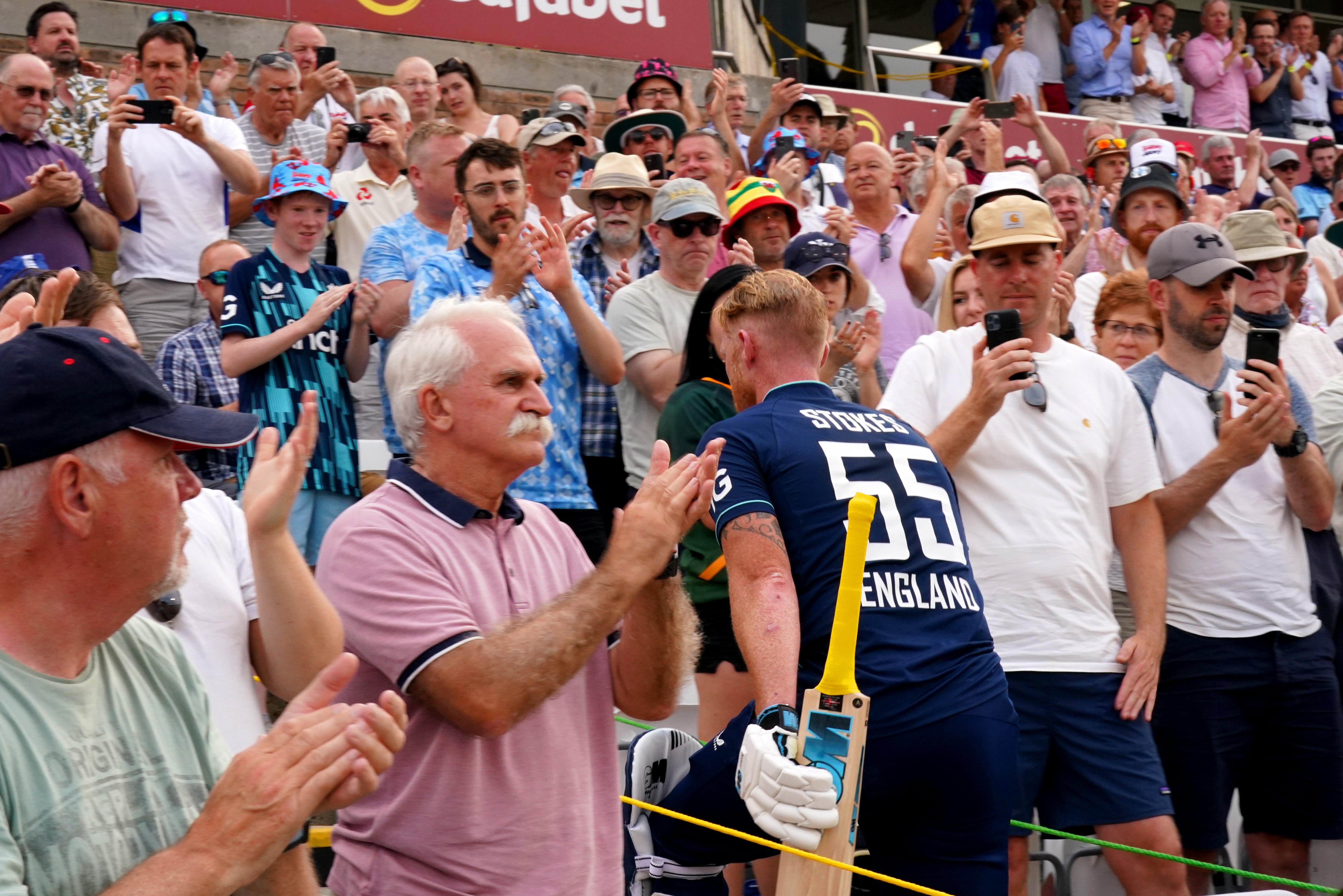 Ben Stokes leaves the field for the final time in an ODI (Owen Humphreys/PA)