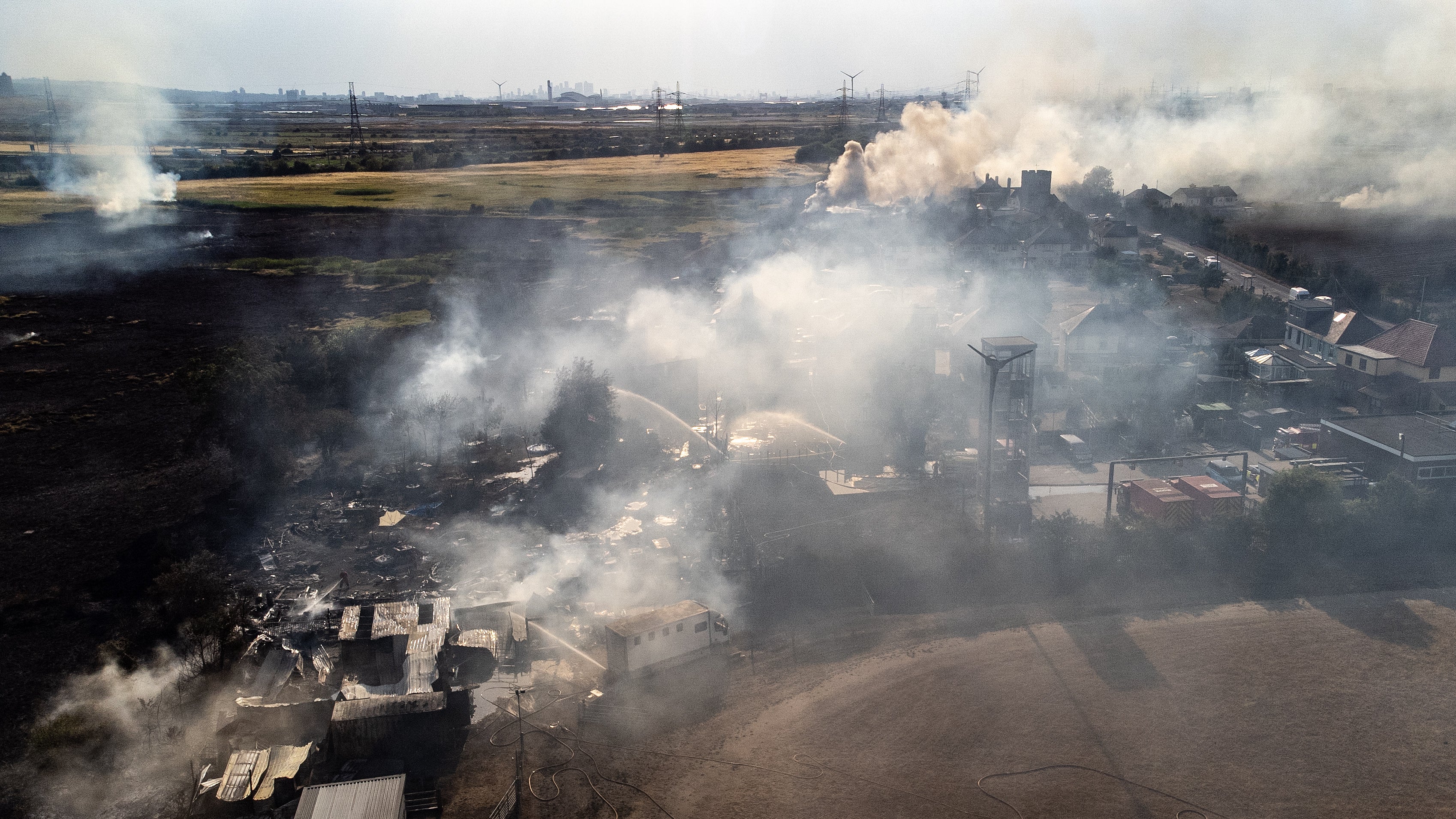 A series of grass fires broke out around the British capital amid an intense heatwave.