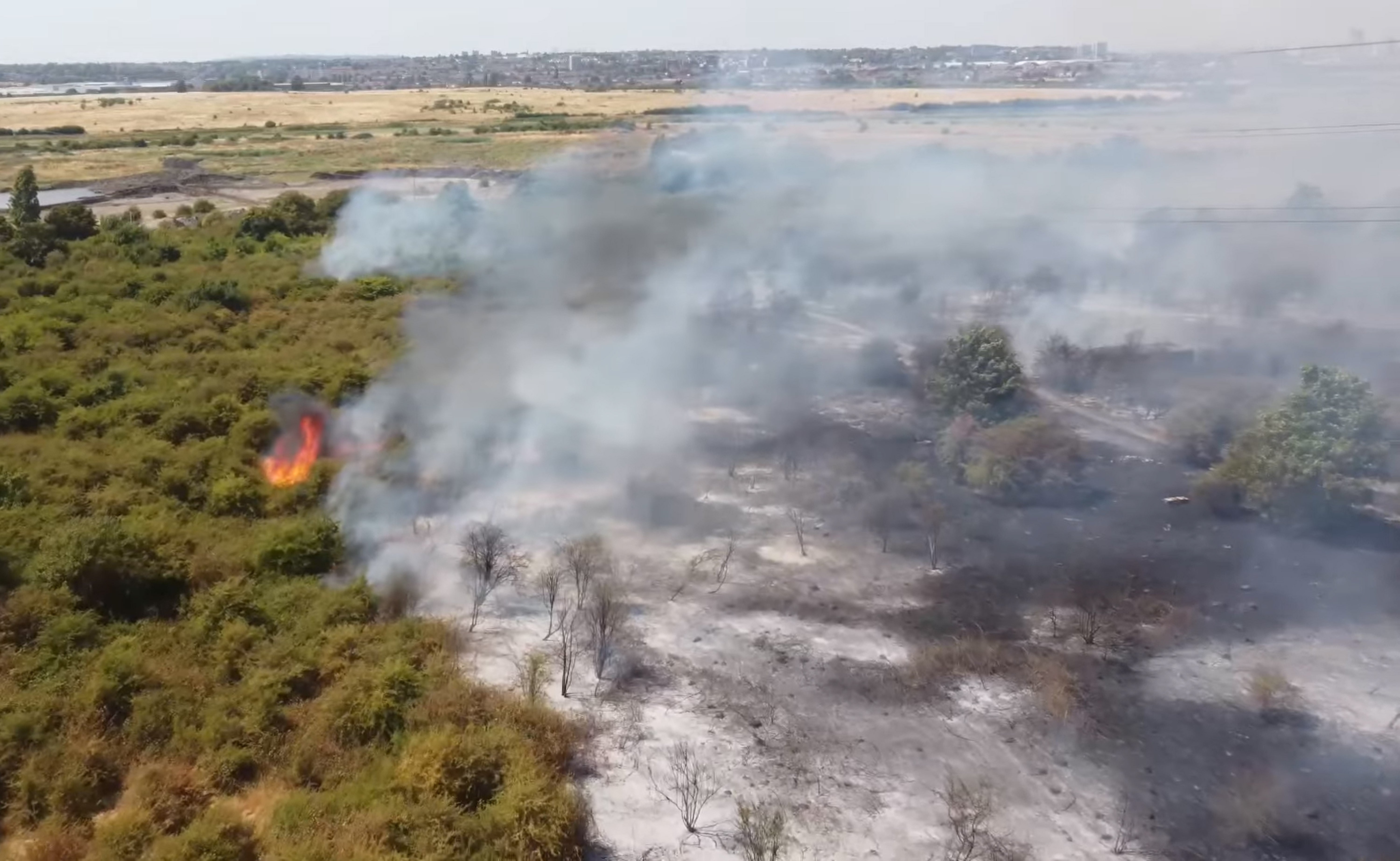 The scene after a fire at Dartford Marshes (Luke Channings/PA)