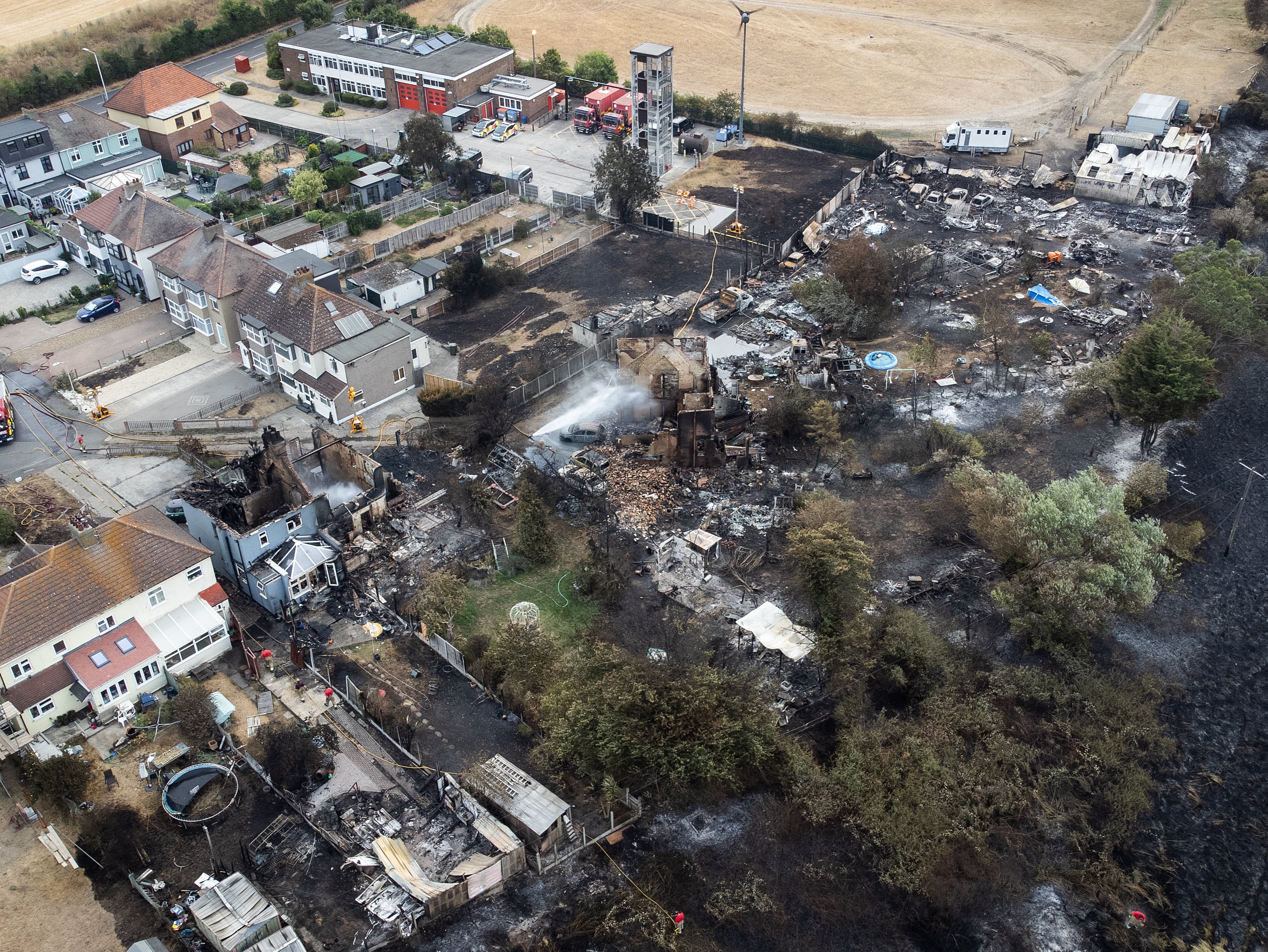 Wennington in London was one of the areas to be hit by blazes on Tuesday