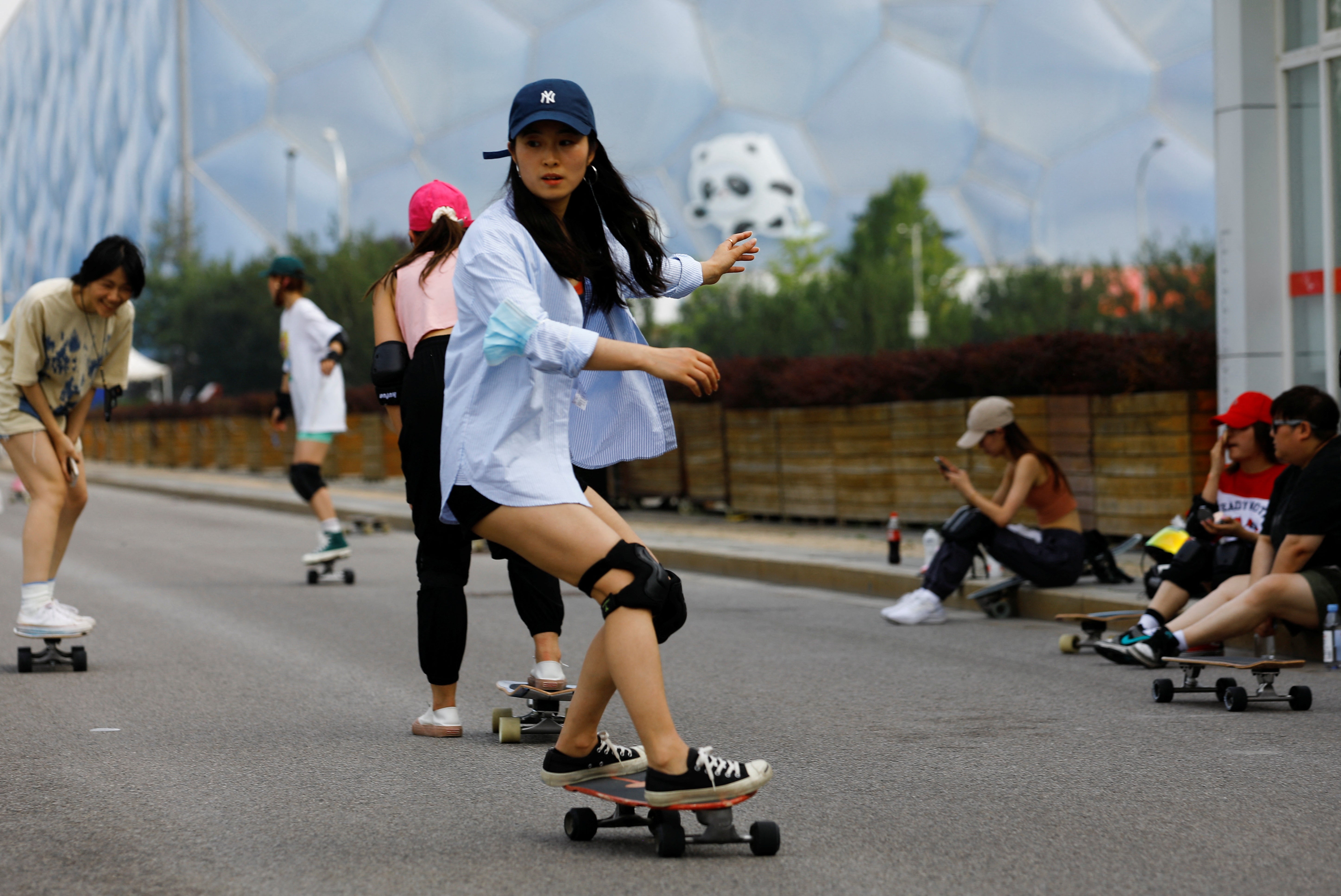 Chen Yanni during a free weekly training session outside the National Aquatics Centre
